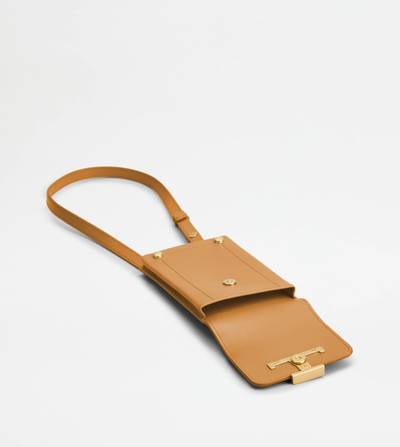 Tod's TIMELESS PHONE HOLDER IN LEATHER - BROWN outlook