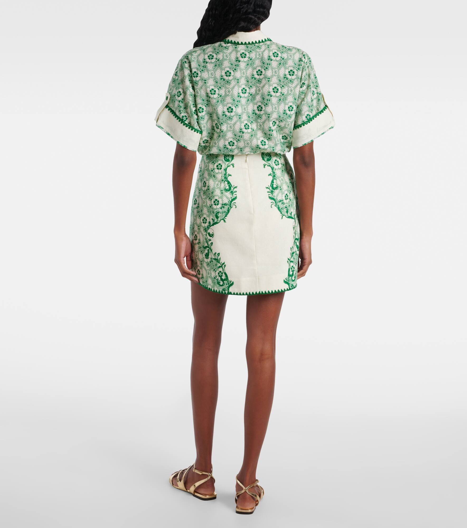 Printed linen and cotton miniskirt - 3
