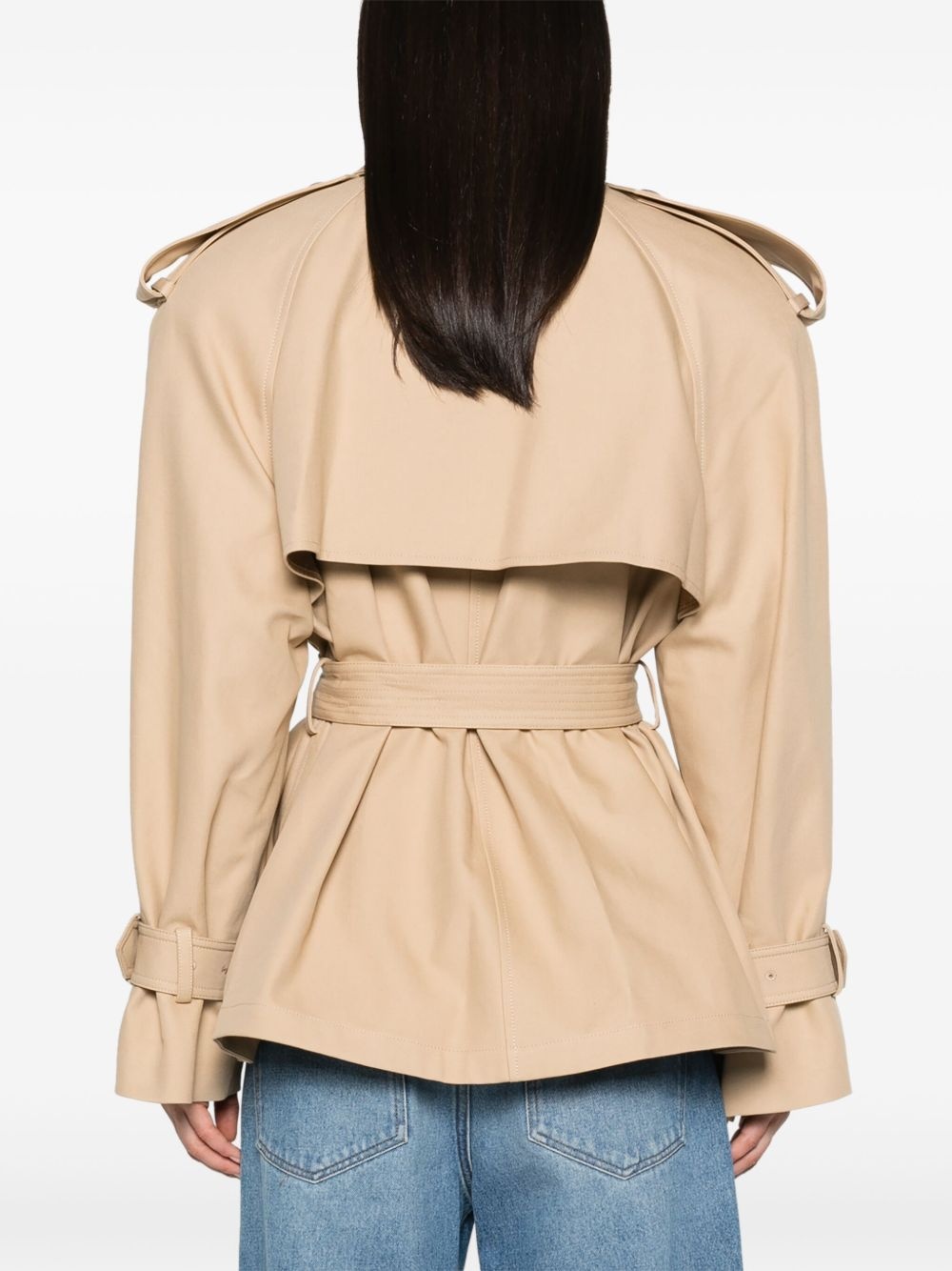 belted cropped trench coat - 4