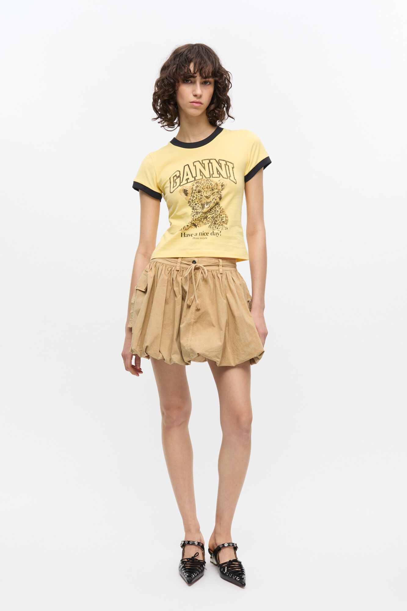 YELLOW BASIC JERSEY LEOPARD T-SHIRT - 3
