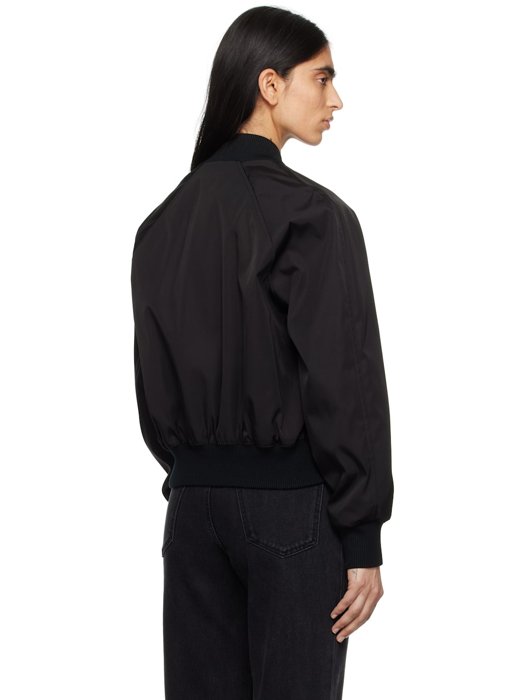 Black Twill Bomber Jacket - 3