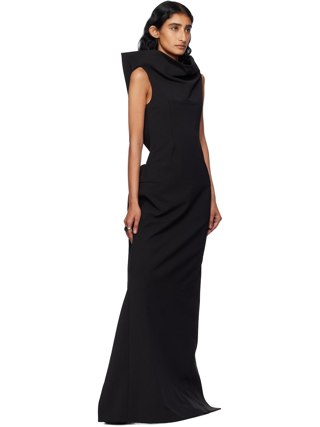 Black Backless Belt Maxi Dress - 4