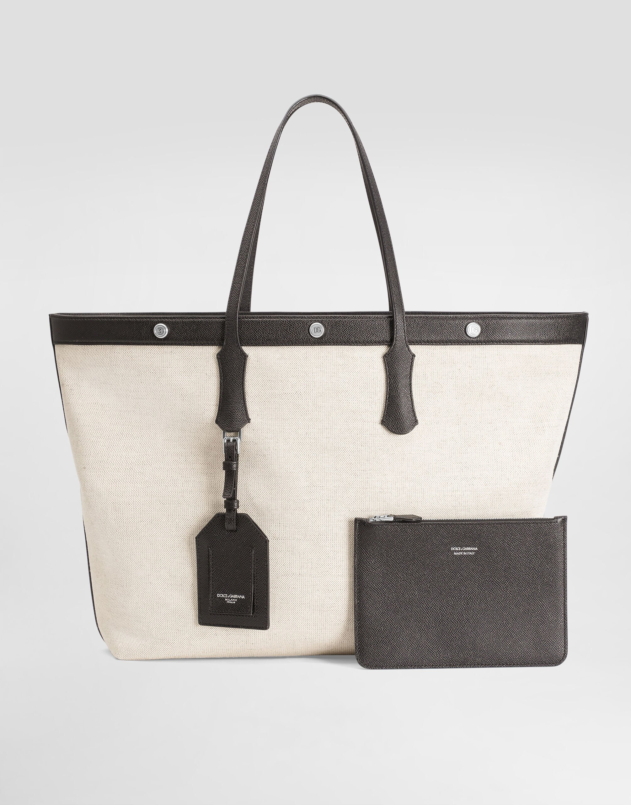 Atene shopping bag in sale&pepe fabric and alpine calfskin - 7