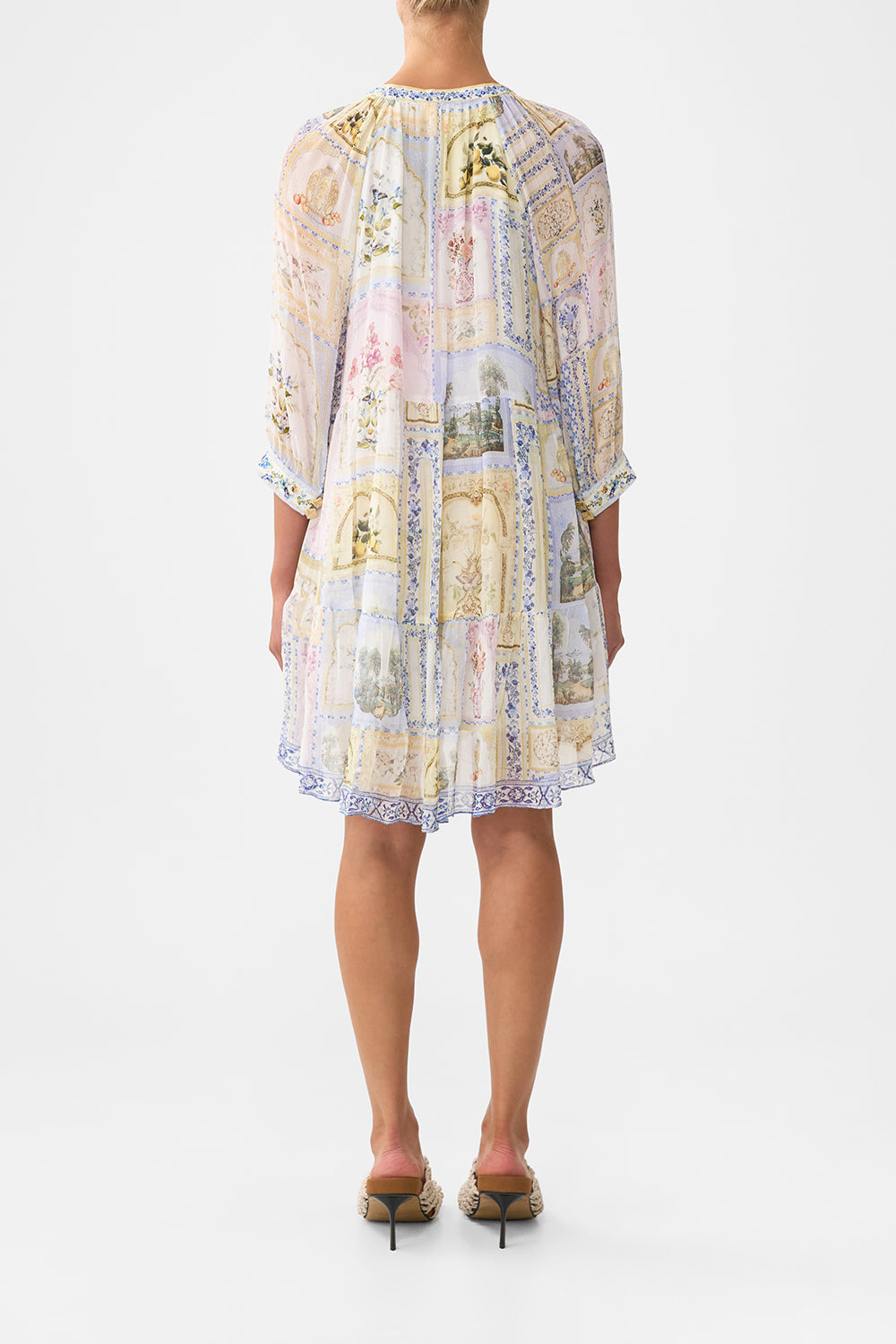 SHORT GATHERED PANEL DRESS - 3