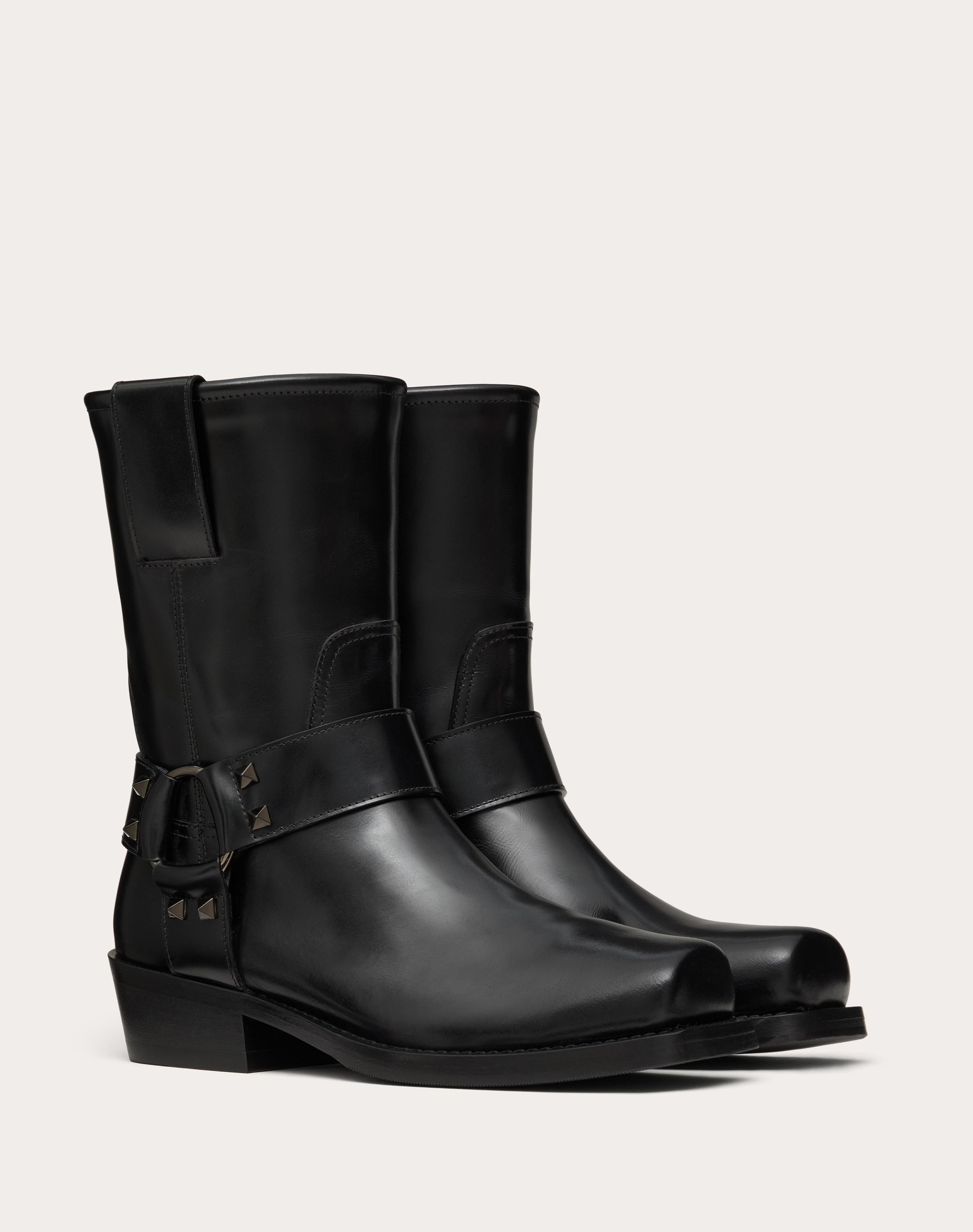 ROCKSTUD CALFSKIN BIKER ANKLE BOOT 40MM - 2