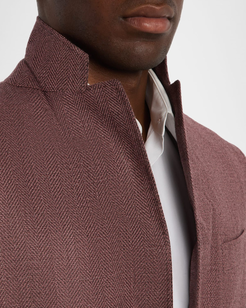 Men's Herringbone Notch Lapel Sport Coat 7