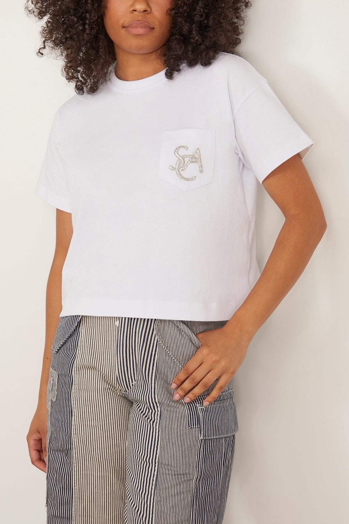 Emblem Cotton Jersey T-Shirt in White - 6