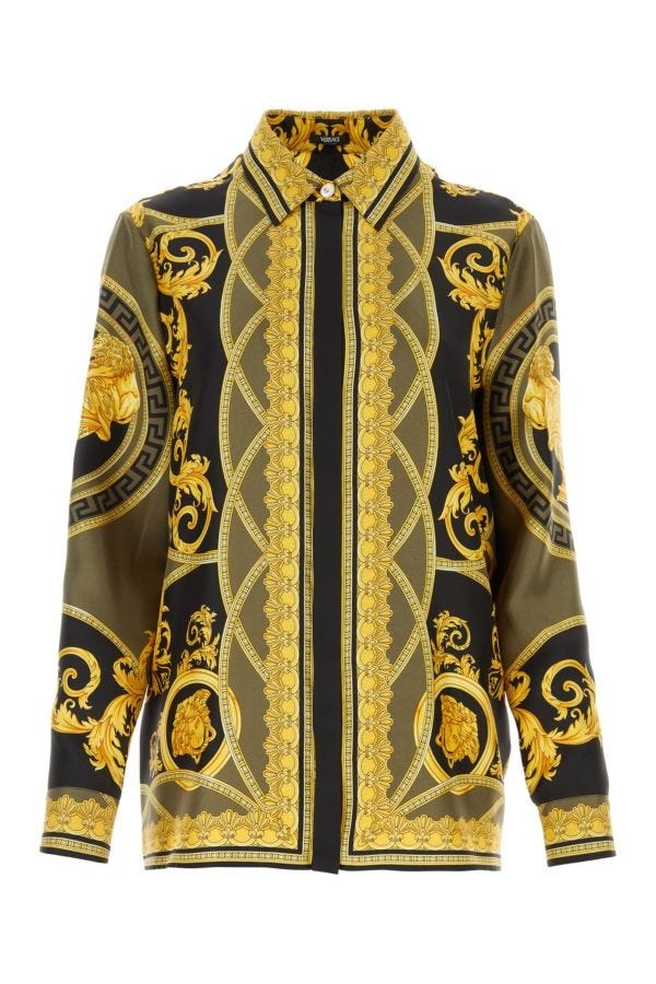 Versace Woman Formal Shirt Silk Twill Fabric With Baroque Coupe - 1