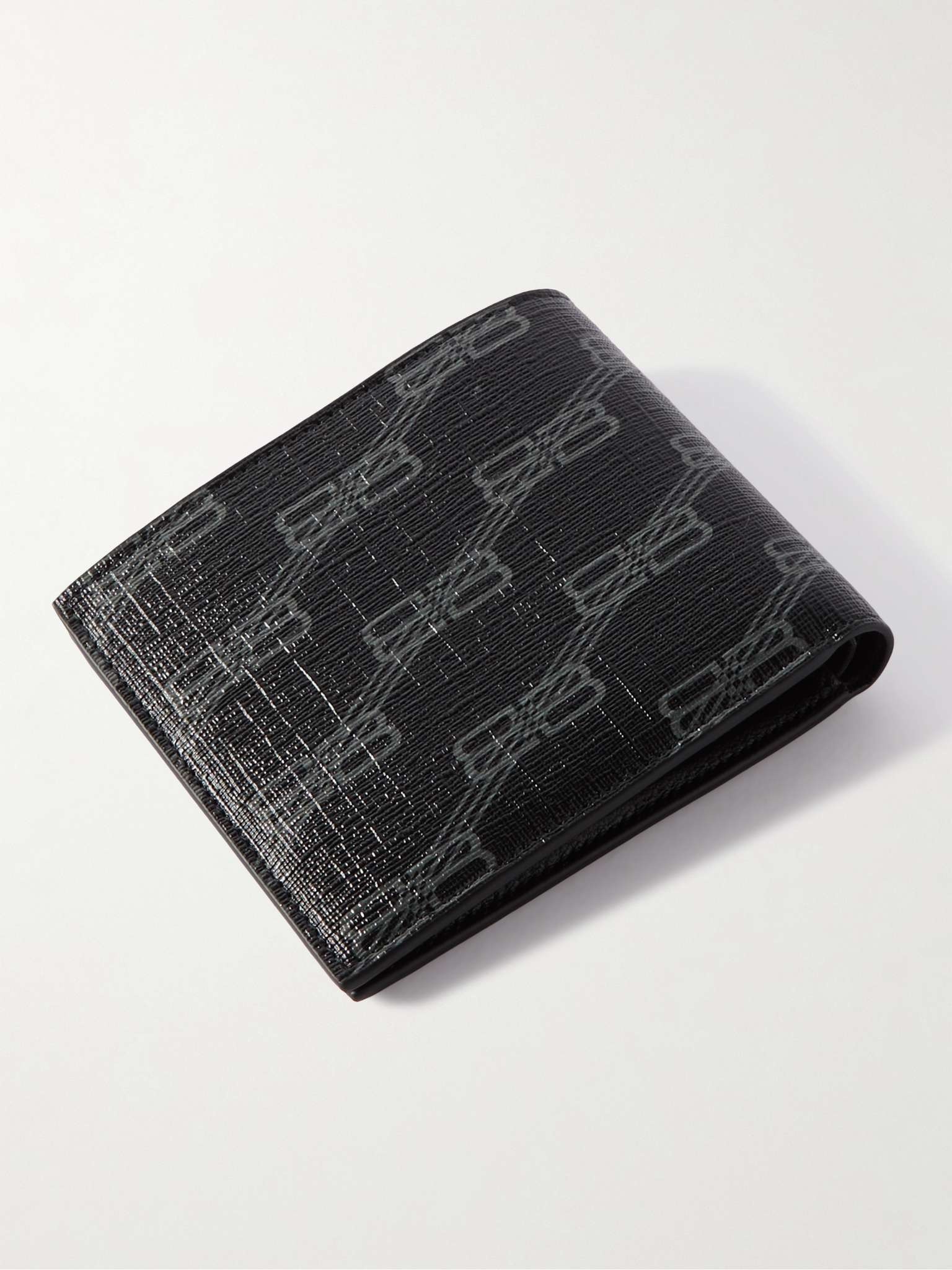 Logo-Print Cross-Grain Leather Billfold Wallet - 3