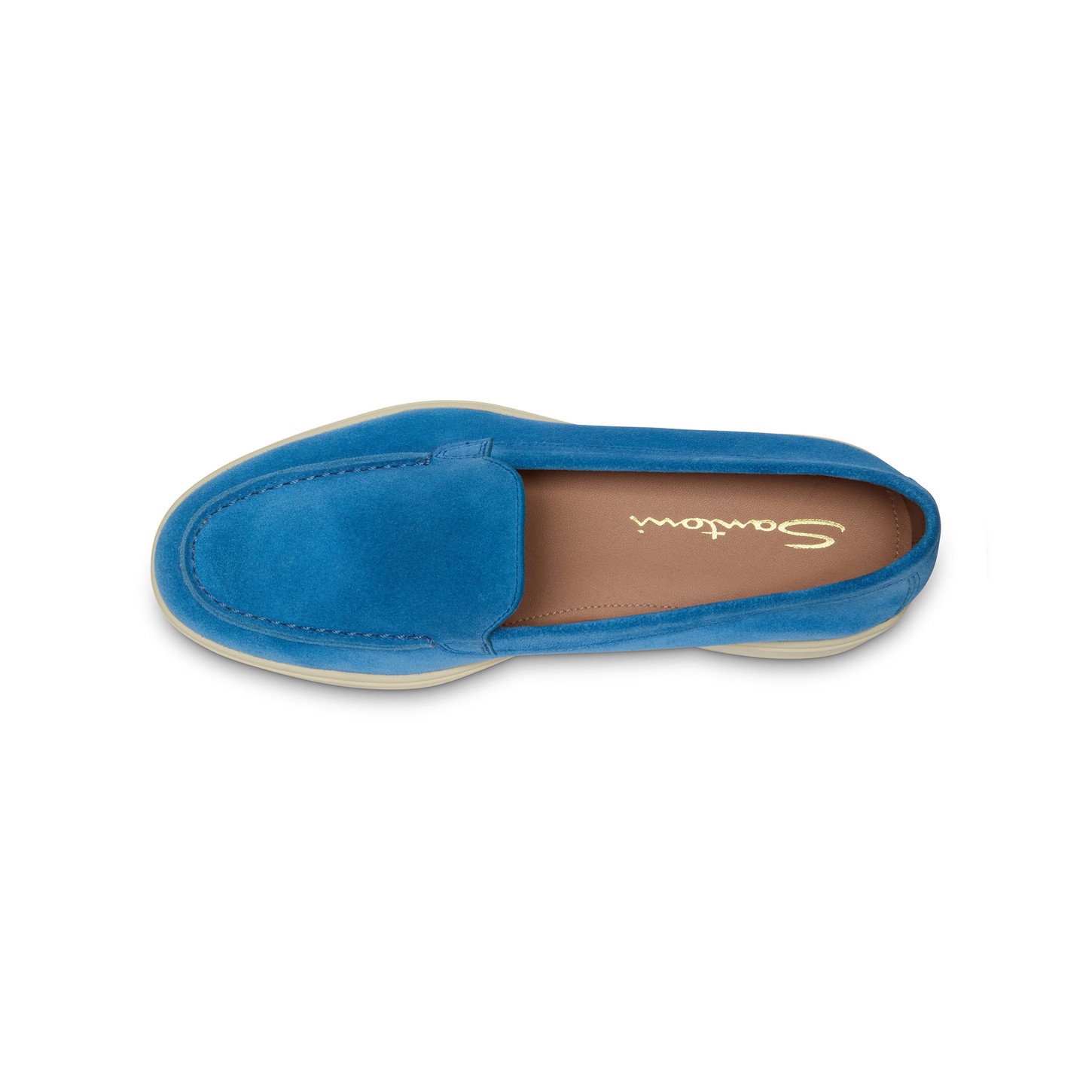 Women's light blue suede loafer - 4