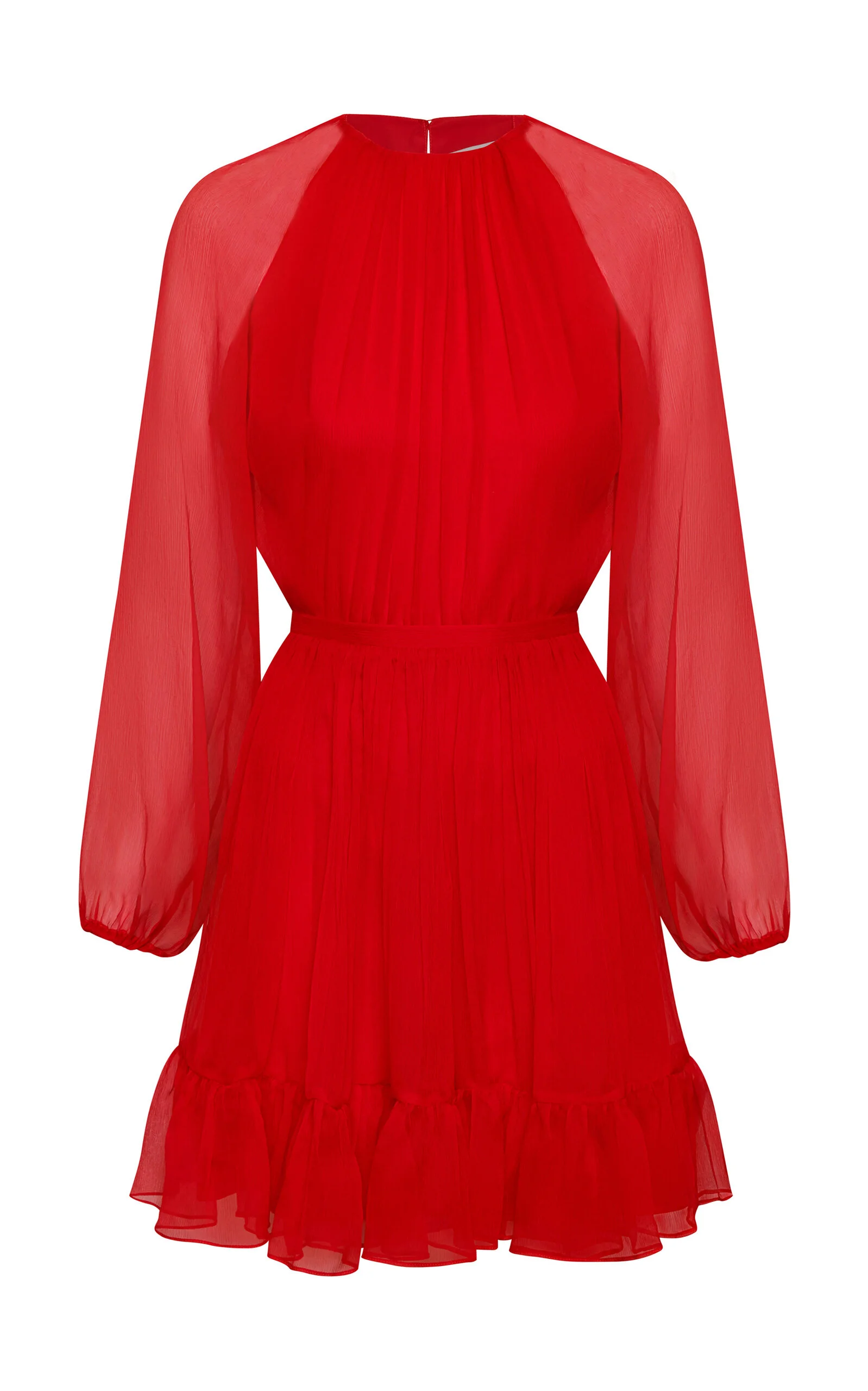 Raices Antiguas Ruffled Silk-Chifon Mini Dress red - 1