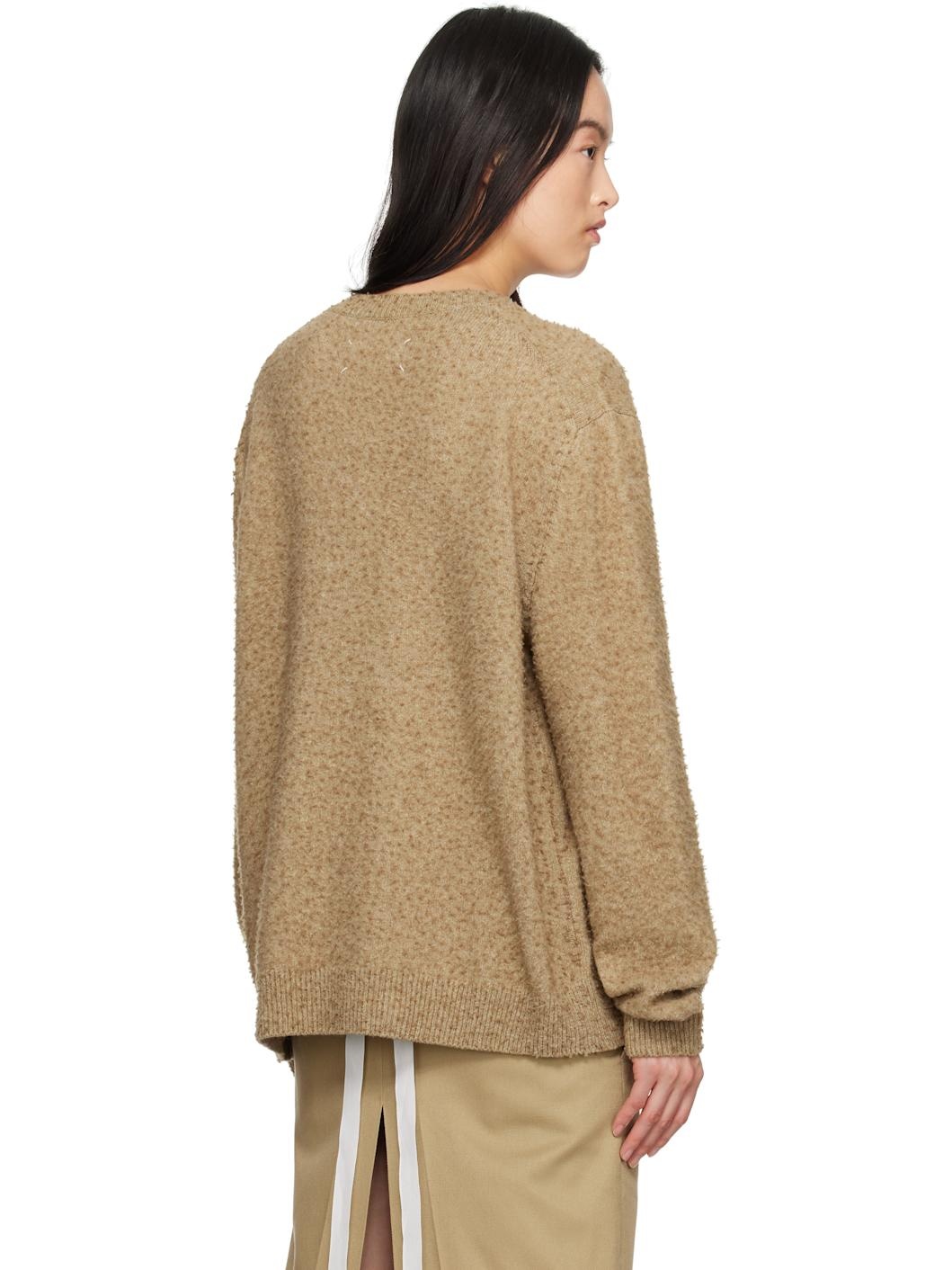 Beige Pilling V-Neck Sweater - 3