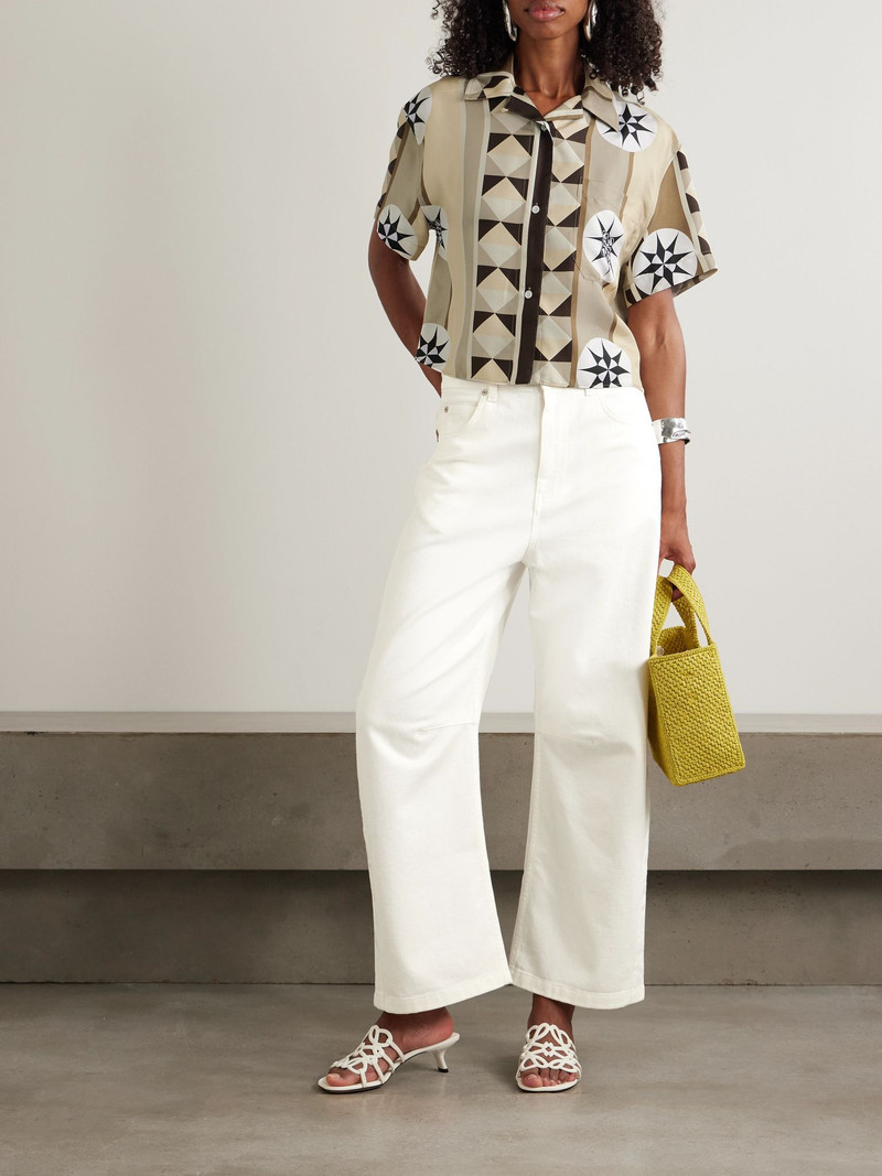 Loewe + Paula's Ibiza paneled embellished mid-rise barrel-leg jeans White outlook