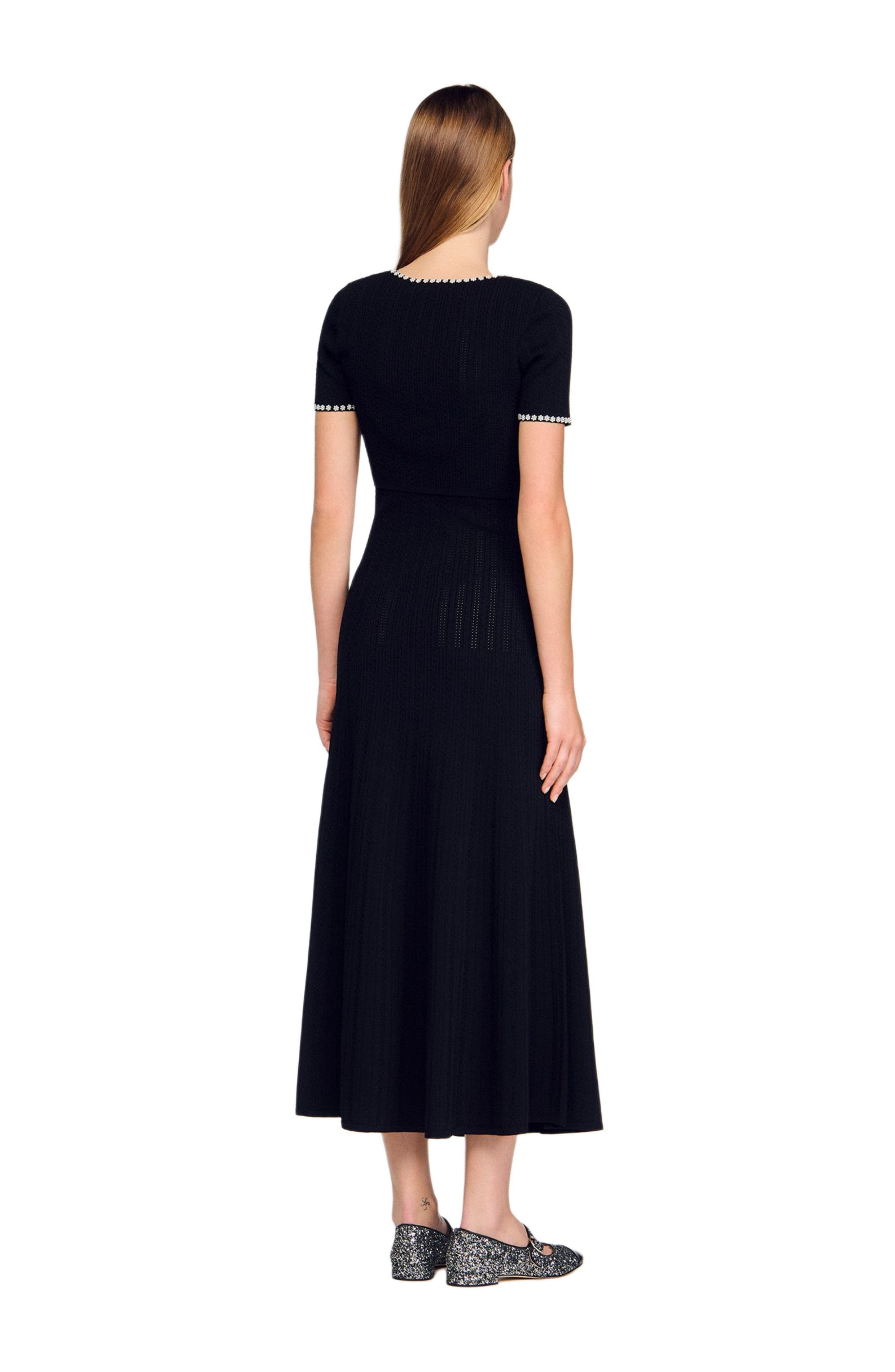 SANDRO Cropped beaded cardigan in Black at Nordstrom - 3