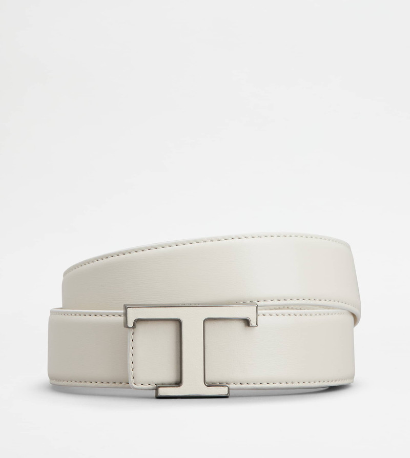 T TIMELESS REVERSIBLE BELT IN LEATHER - WHITE 1