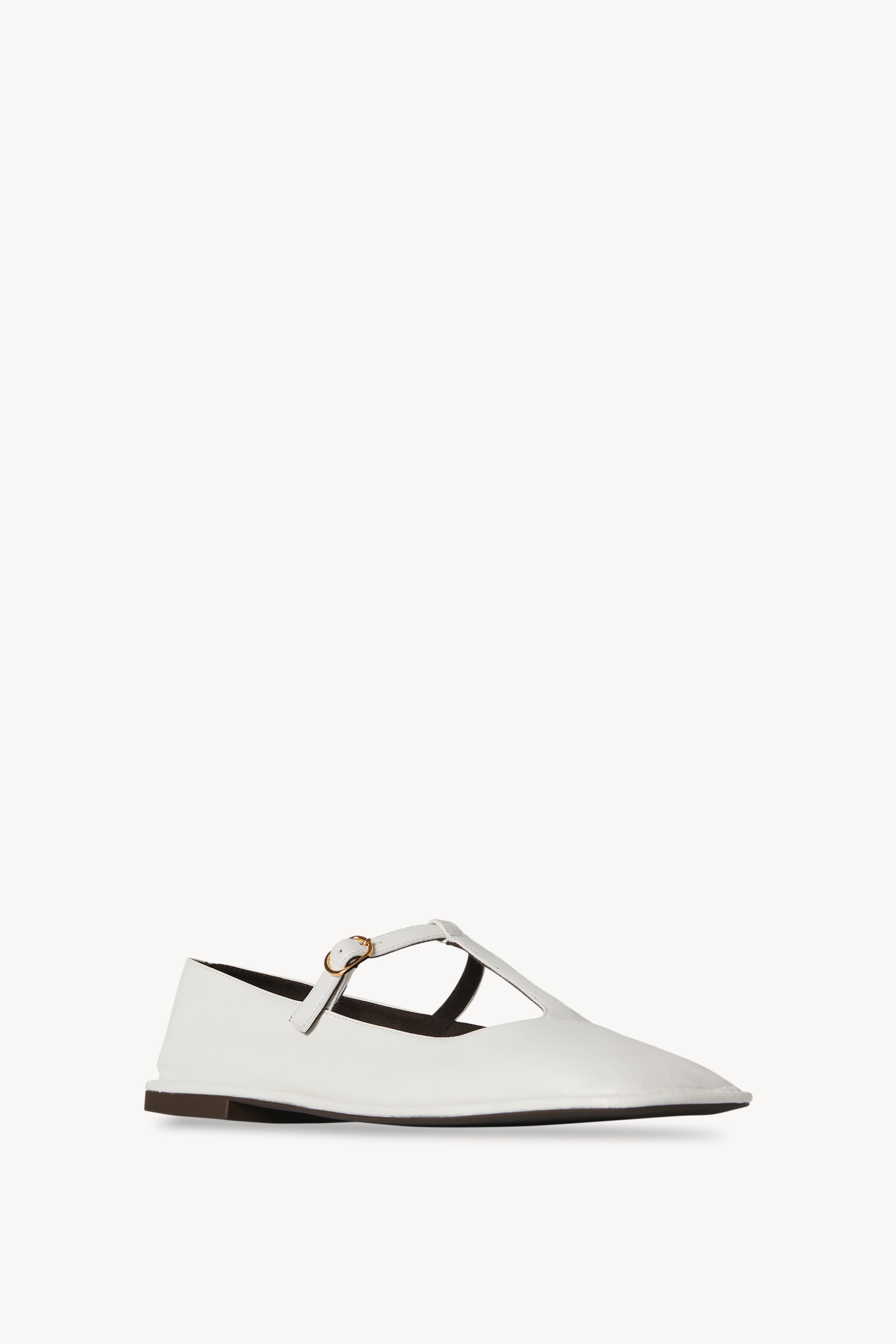 Square T-Strap Flat in Leather - 2