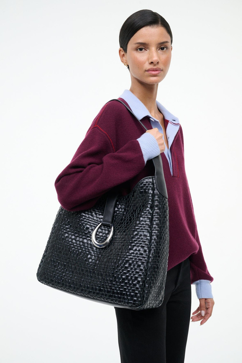 STAUD STAUD MAYA HOBO BAG BLACK WOVEN outlook