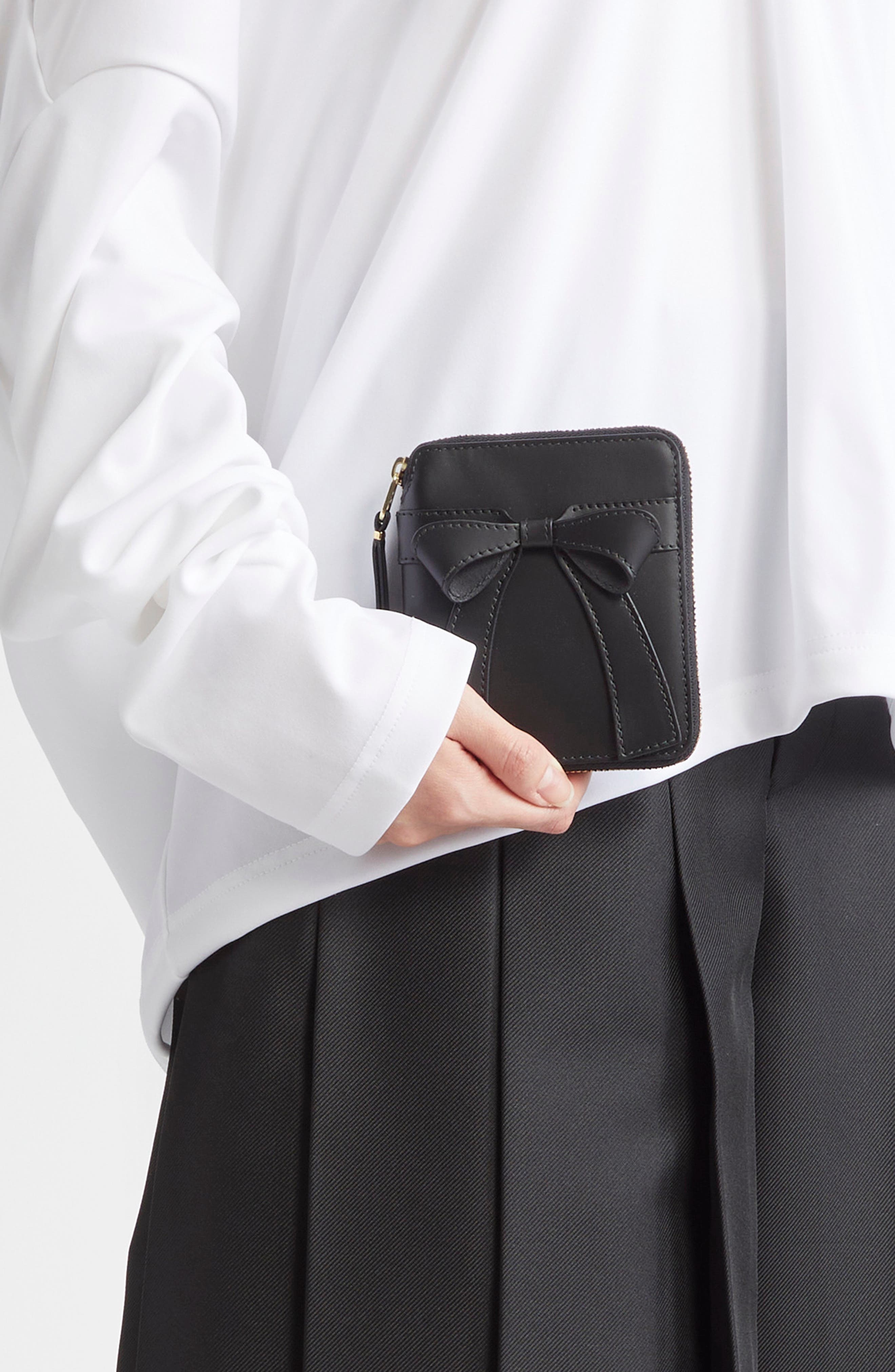 Comme des Garçons Wallets Big Bow Leather Zip Wallet in Black at Nordstrom - 3