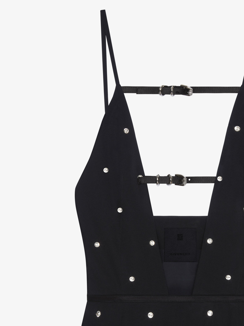 VOYOU EVENING DRESS IN CREPE AND SATIN WITH CRYSTALS 5