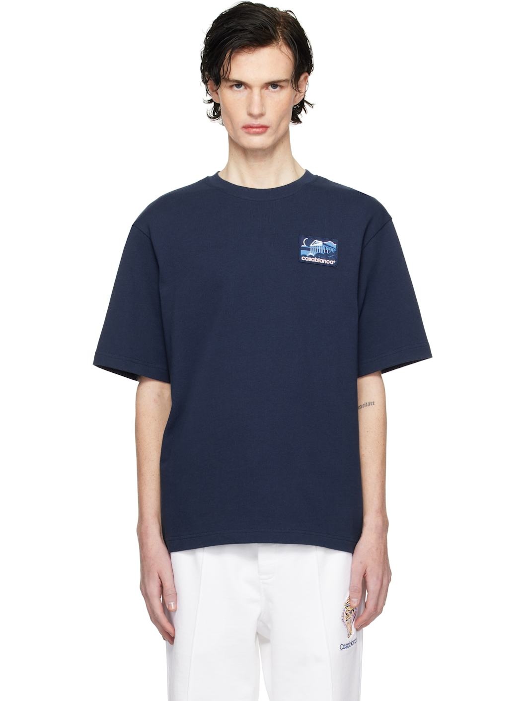 Navy Greek Temple Patch T-shirt - 1