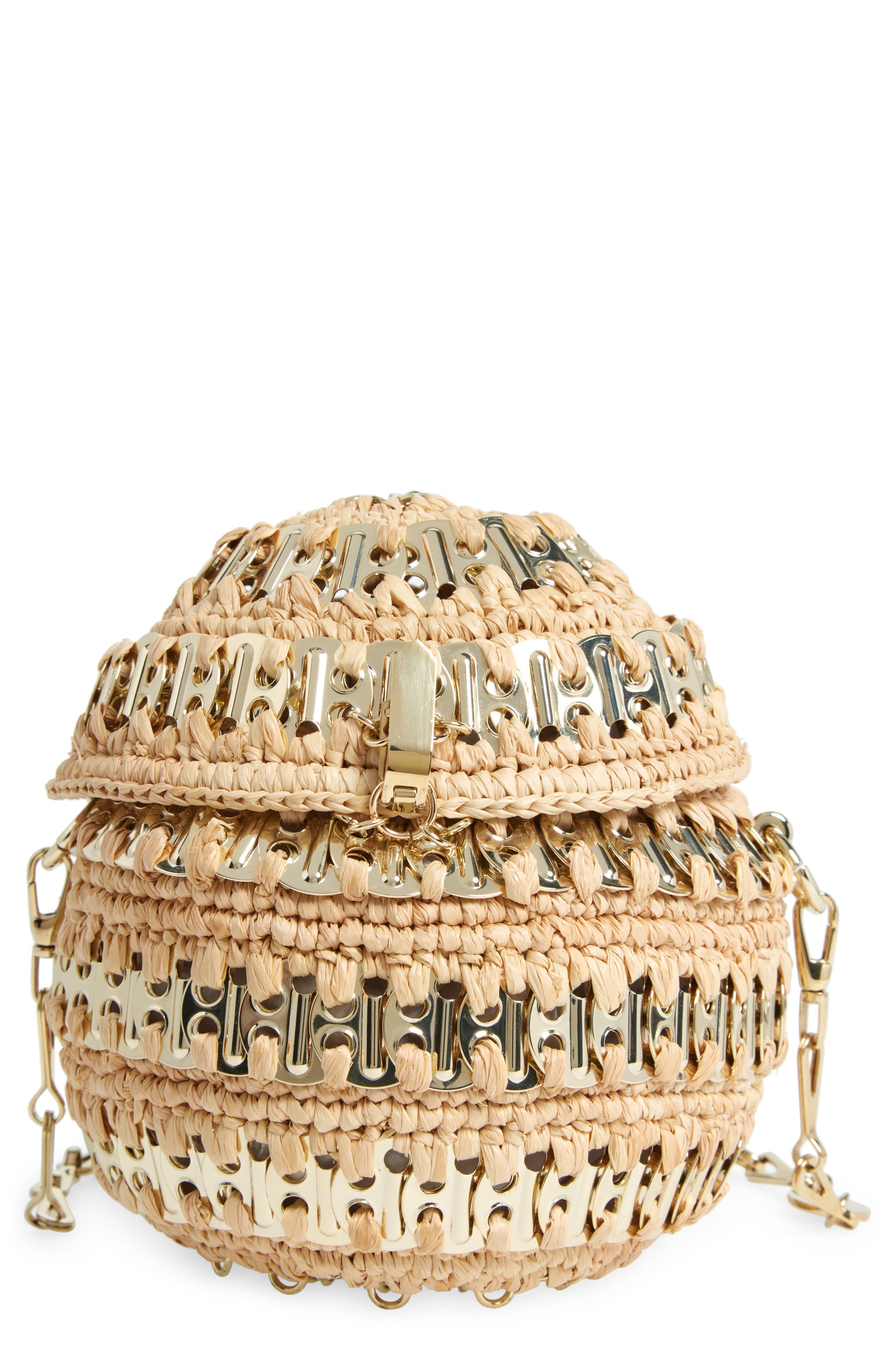 Rabanne 1969 Ball Raffia Shoulder Bag in Natural /Light Gold at Nordstrom - 1