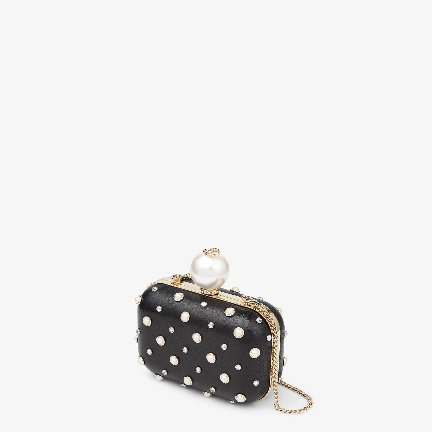 Micro Cloud
Black Nappa Mini Bag with Pearl Studs and Pearl Clasp - 4