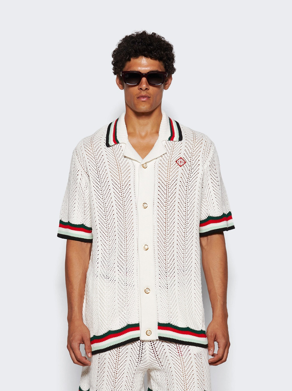 Sporty Faux Crochet Shirt White - 2