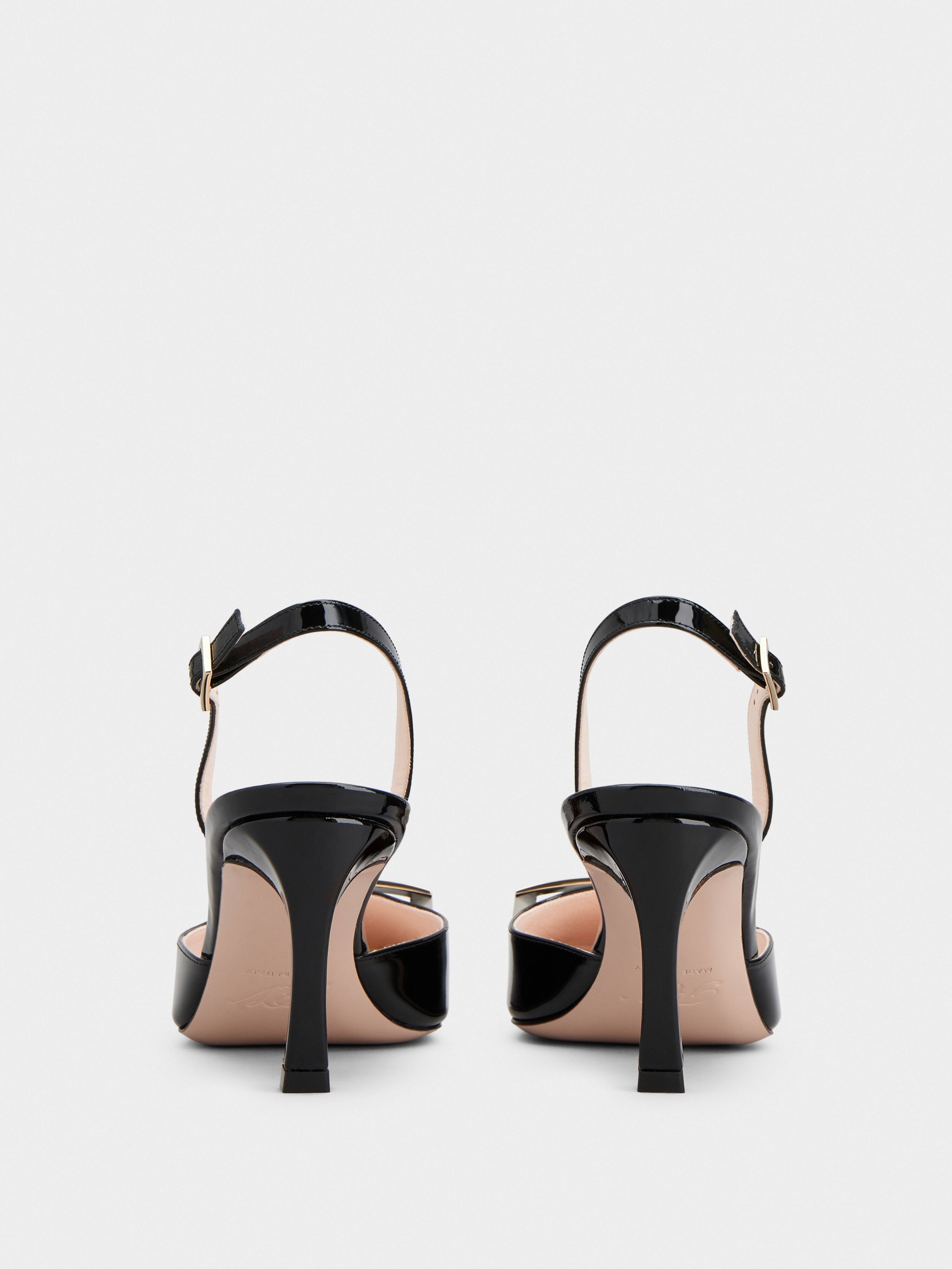 Trompette Metal Buckle Slingback Pumps in Patent Leather - 5