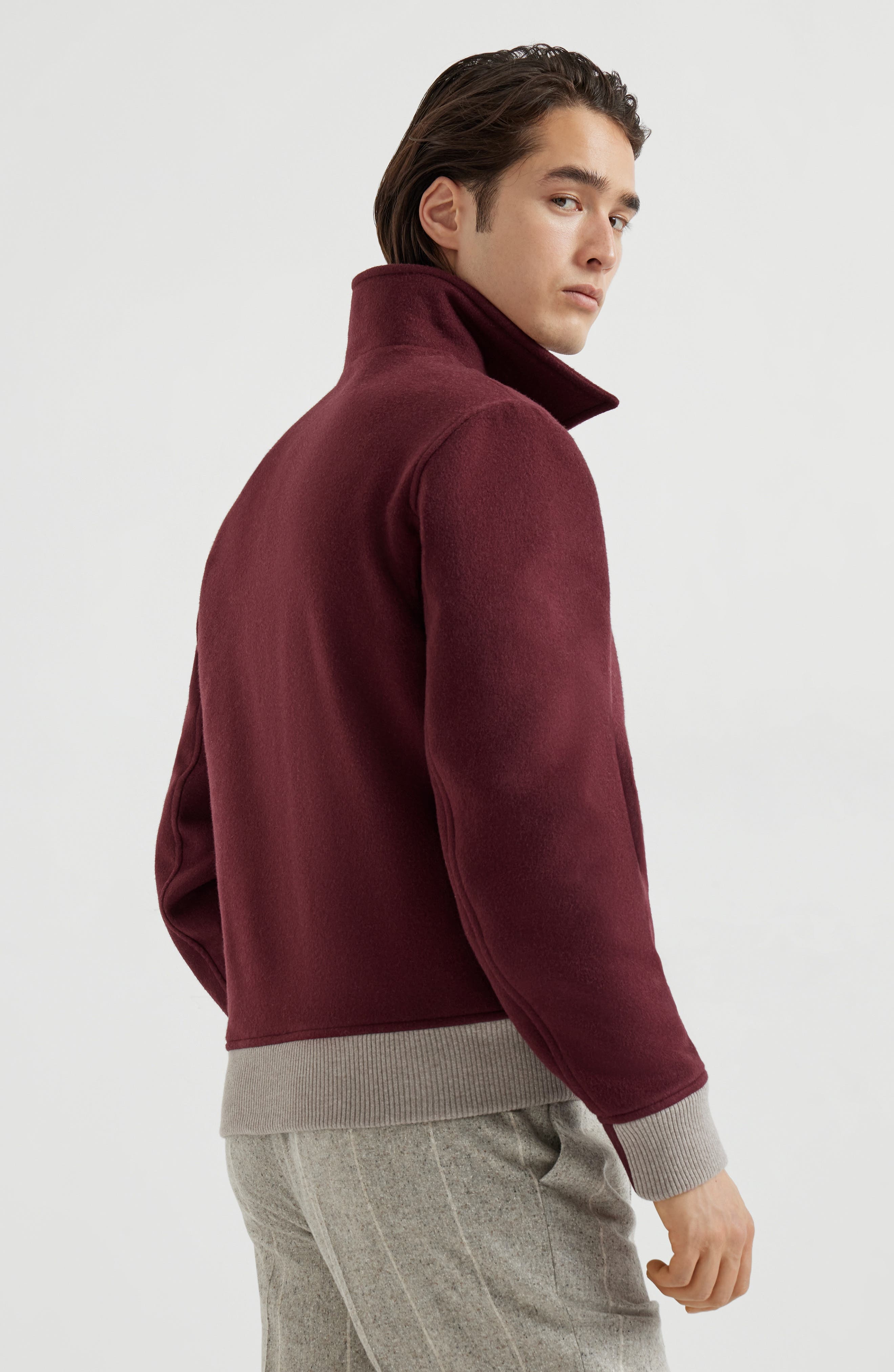 Brunello Cucinelli Shirt-style bomber jacket in Burgundy at Nordstrom - 3