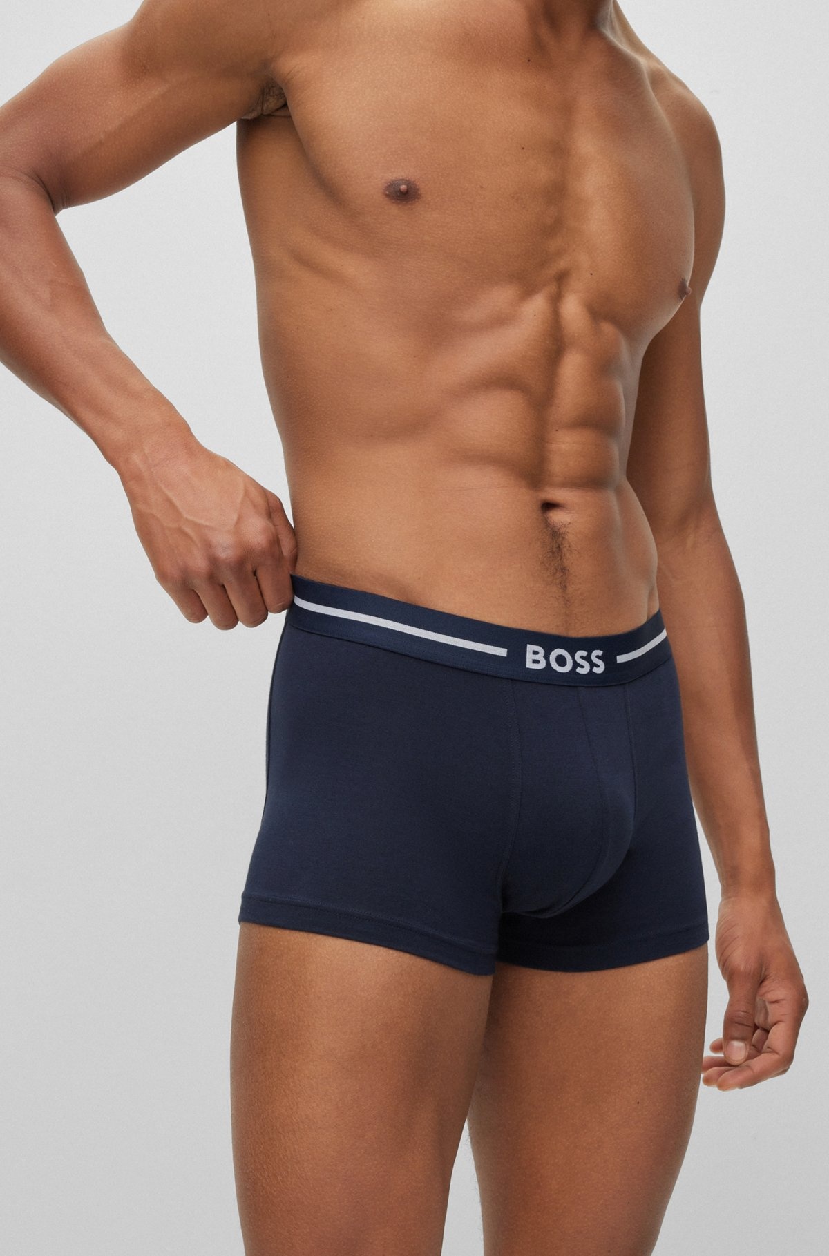 THREE PACK OF STRETCH-COTTON TRUNKS WITH LOGO WAISTBANDS - 5
