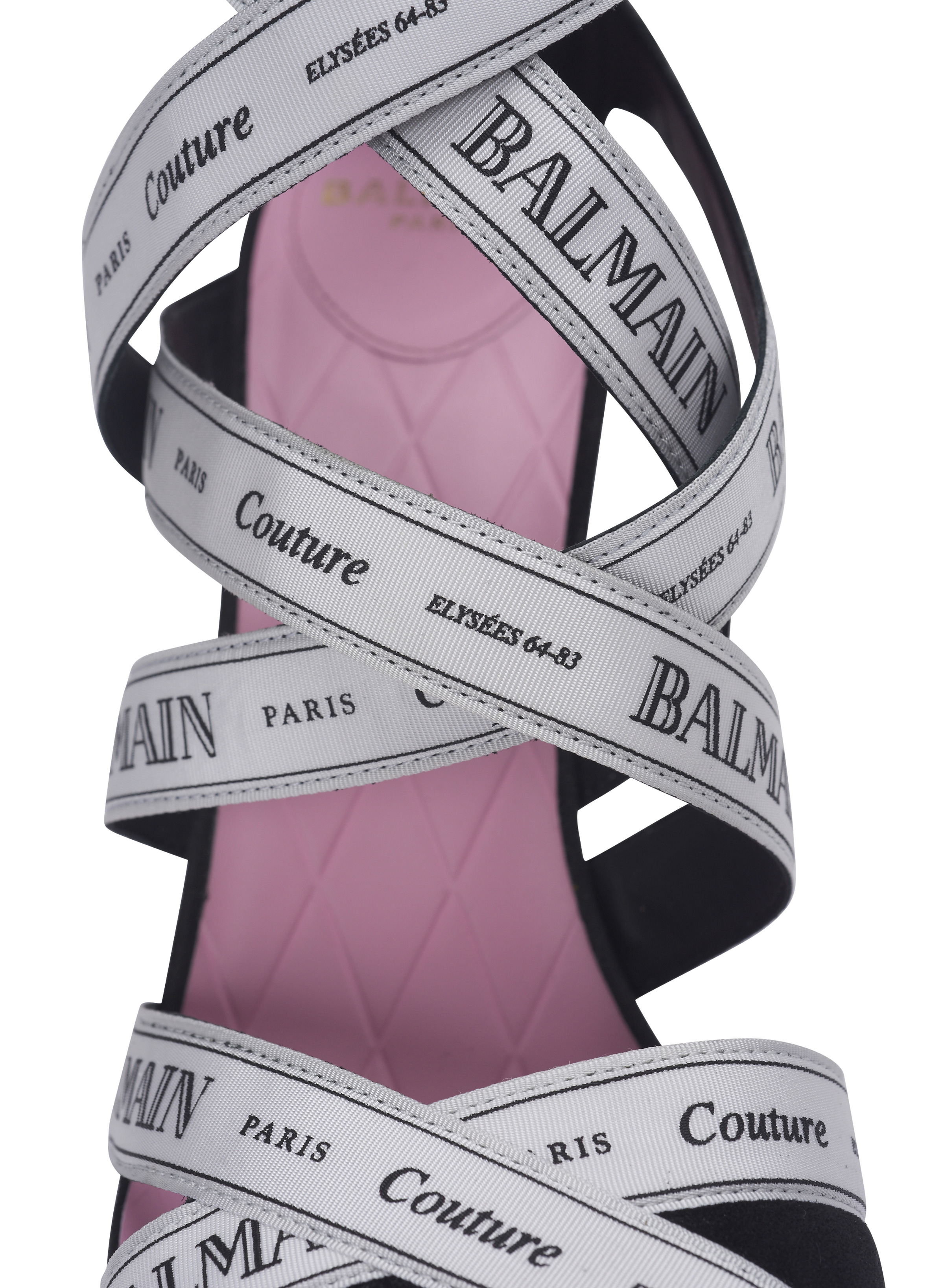 Couture suede heels with Balmain ribbon motif - 6