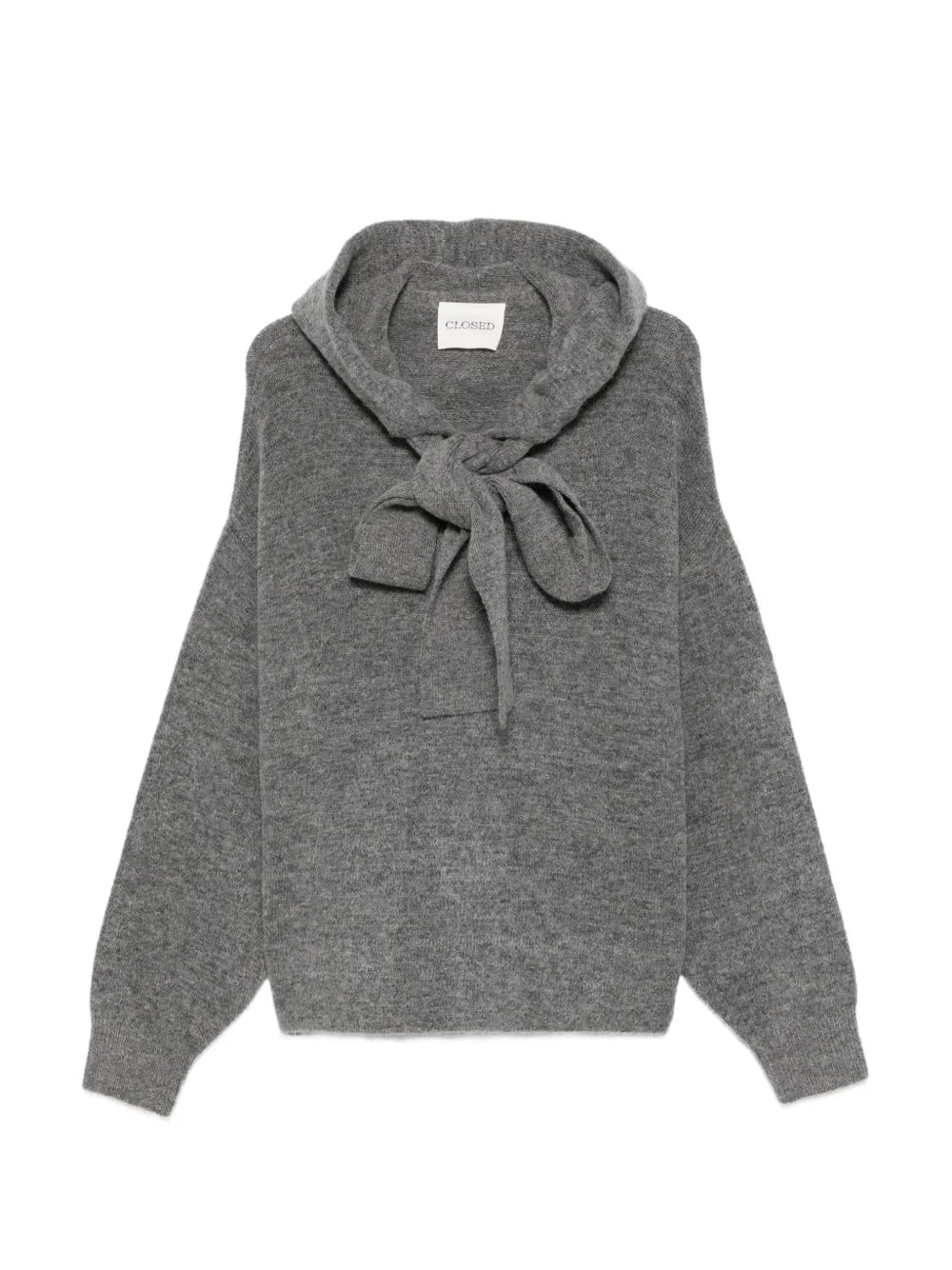 bow-detail knitted hoodie - 1