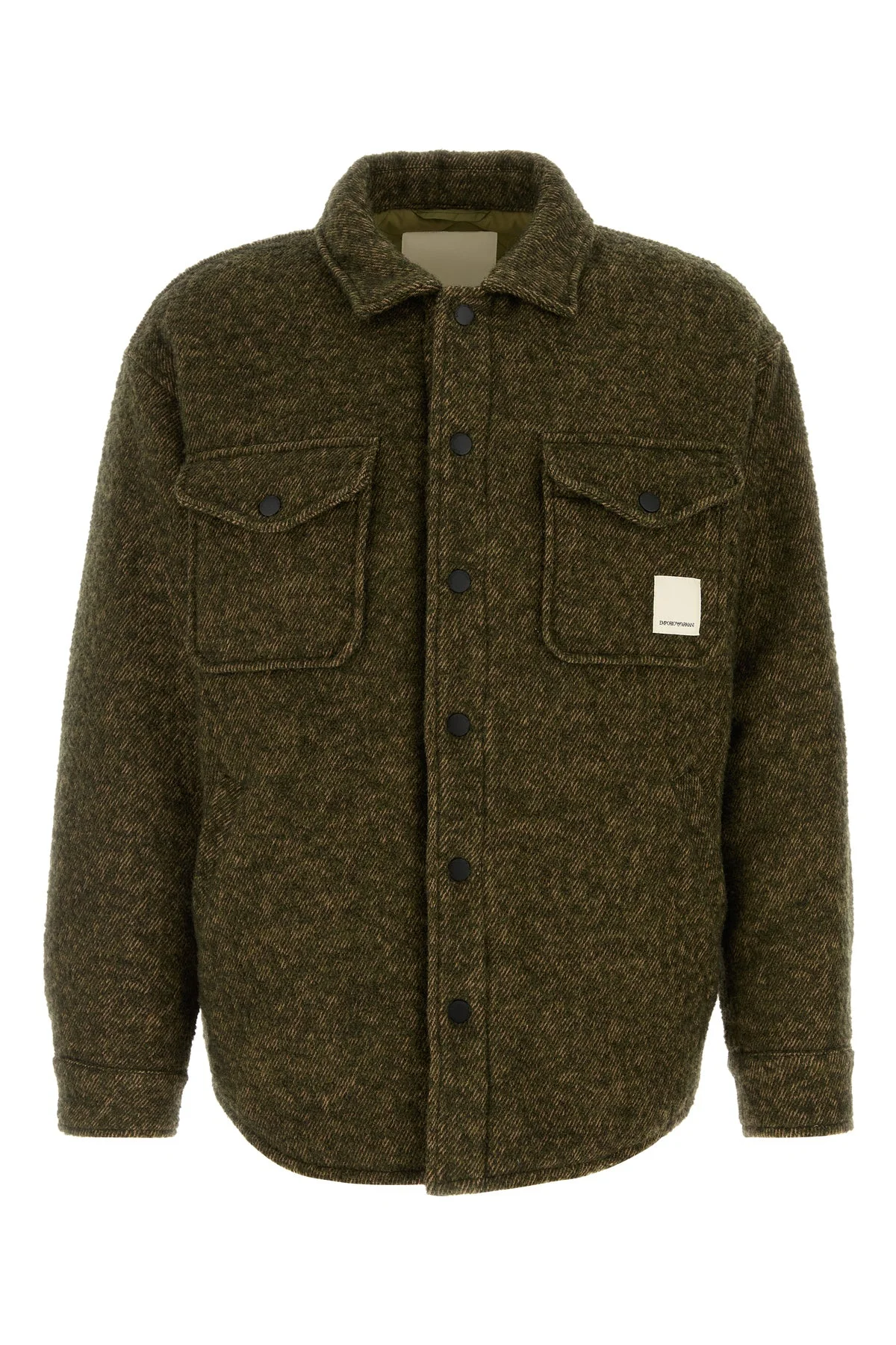Melange army green wool blend jacket - 1