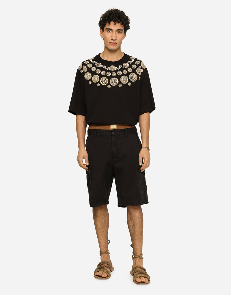 Dolce & Gabbana Stretch cotton cargo pants with brand plate outlook