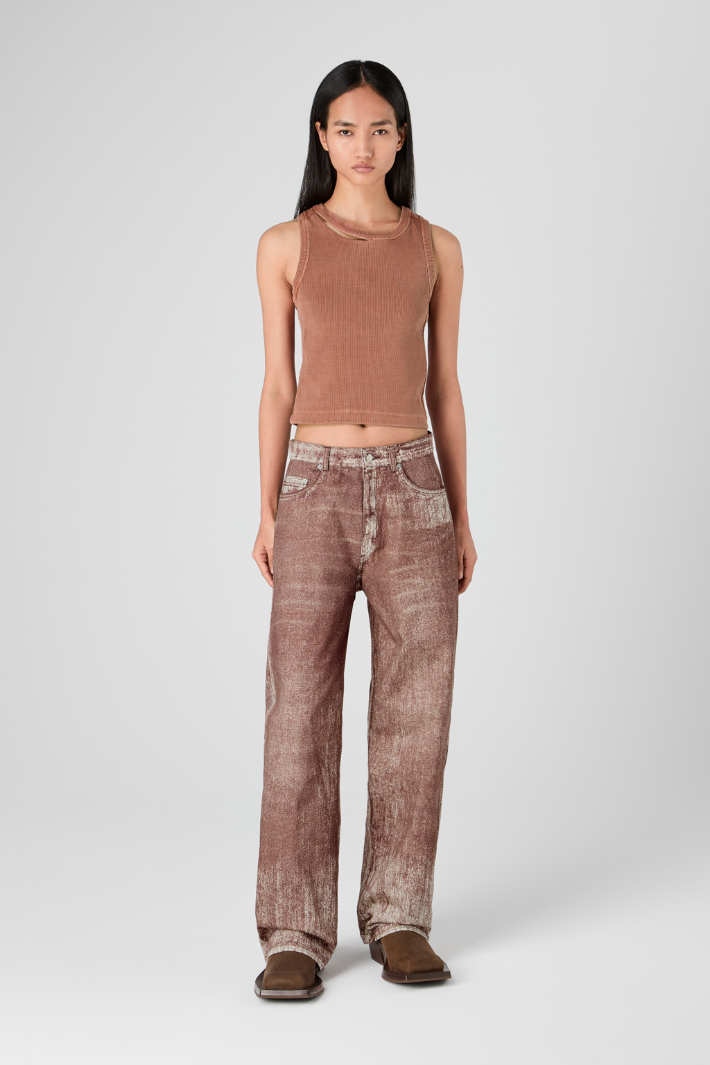 Terracotta Paint Print Denim Jeans - 2