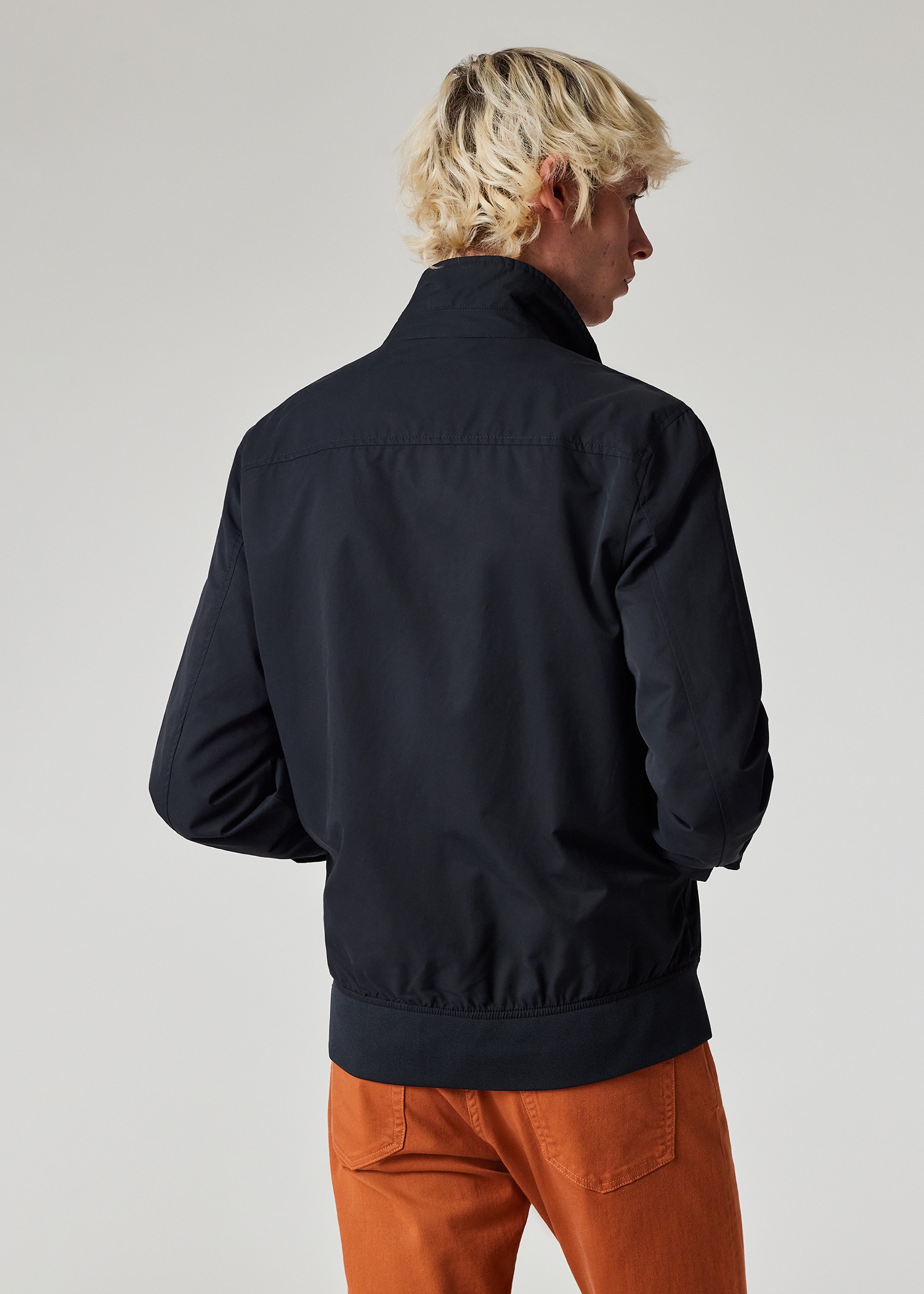 Navy Cotton-Nylon Harrington Jacket - 7