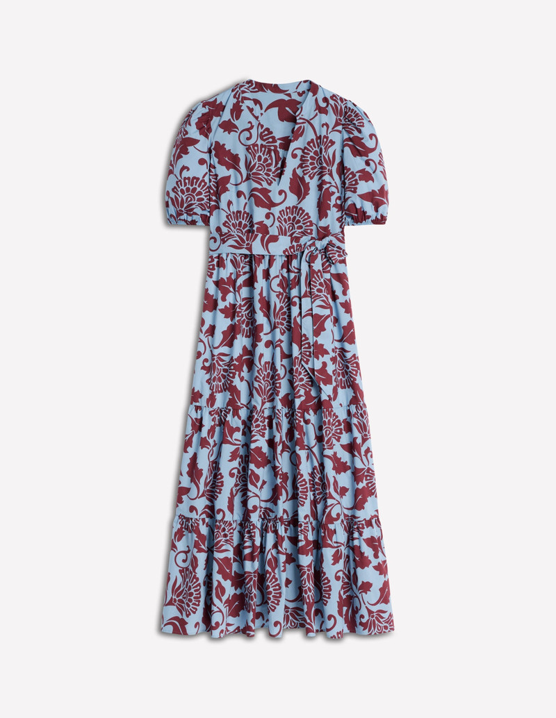Christabel Cotton Midi Dress-Glacier Blue, Ornate Vine 1