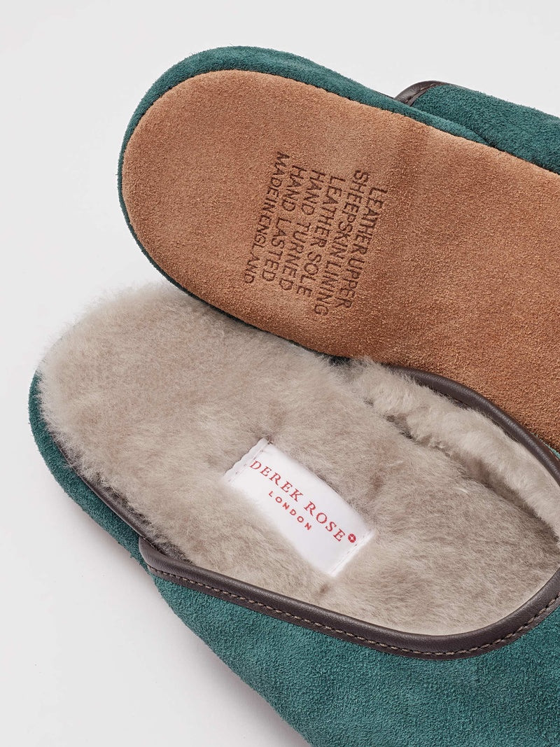 Men's Mule Slippers Douglas Suede Sheepskin Emerald 2