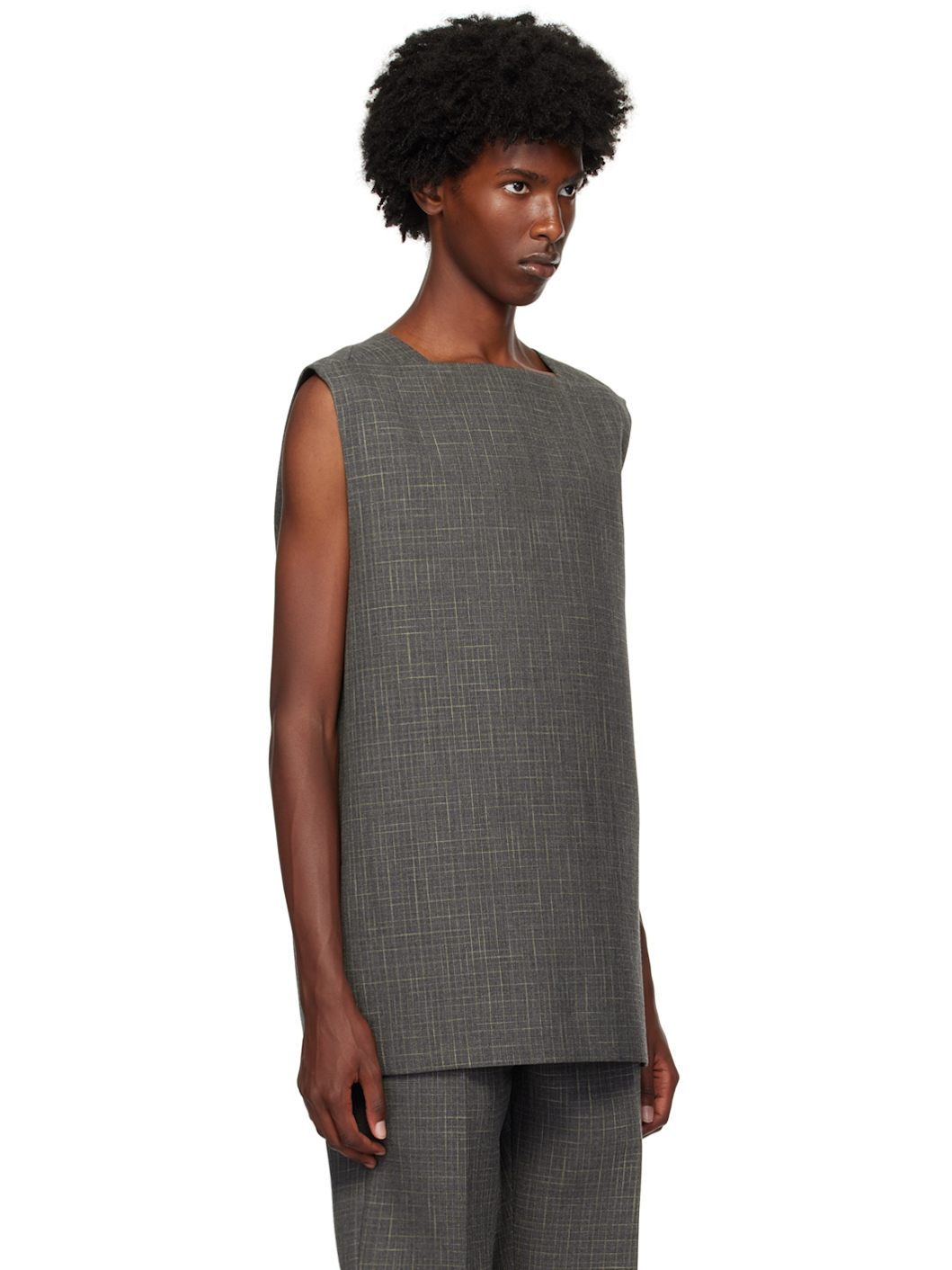 Gray Square Neck Tank Top - 2