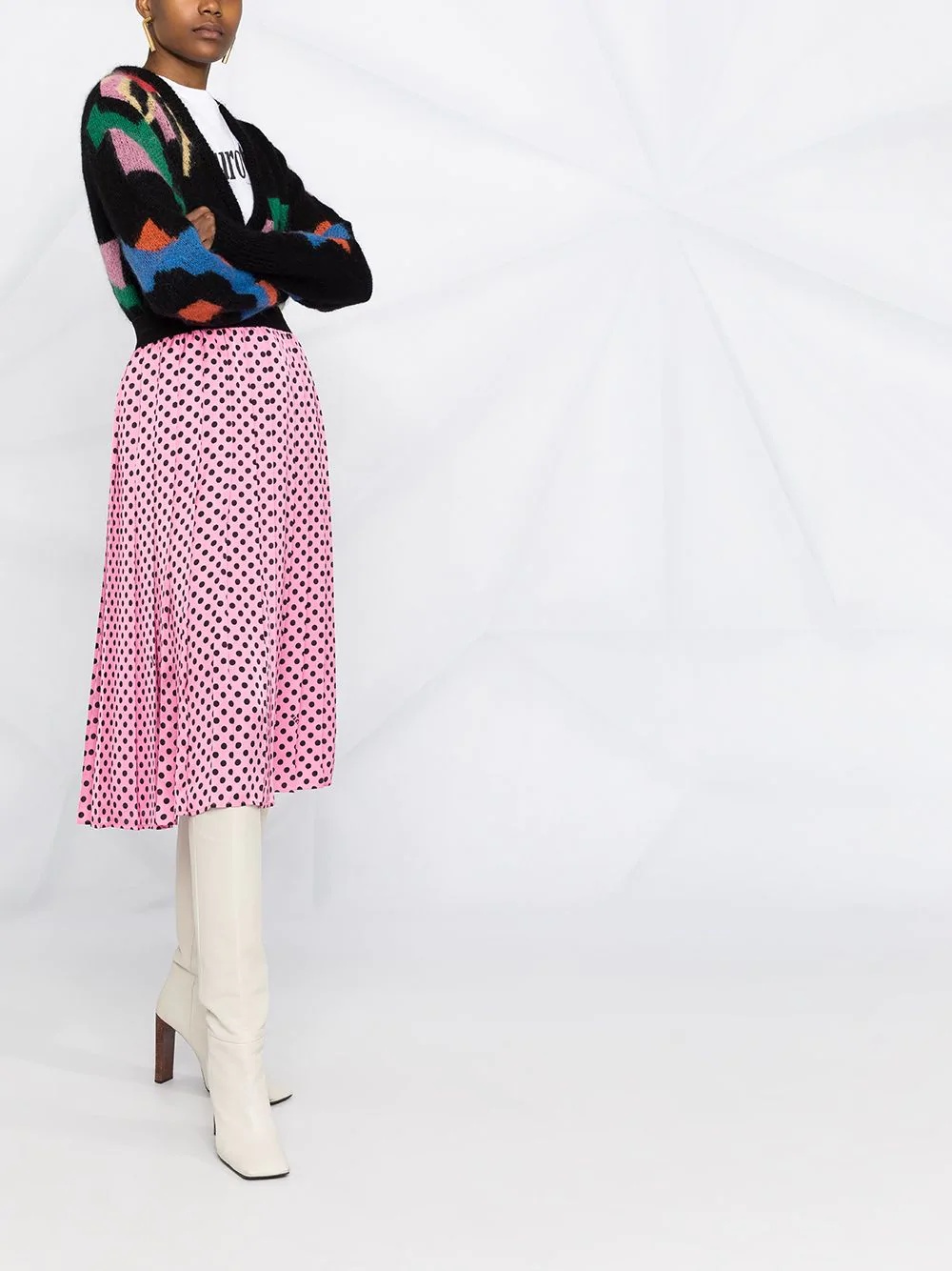 polka dot pleated skirt - 6