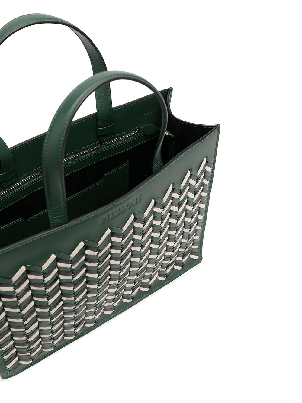 logo woven top-handle tote - 5