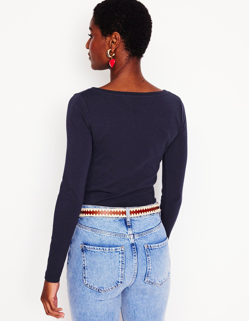 Essential Boat-Neck Jersey Top-Navy 4