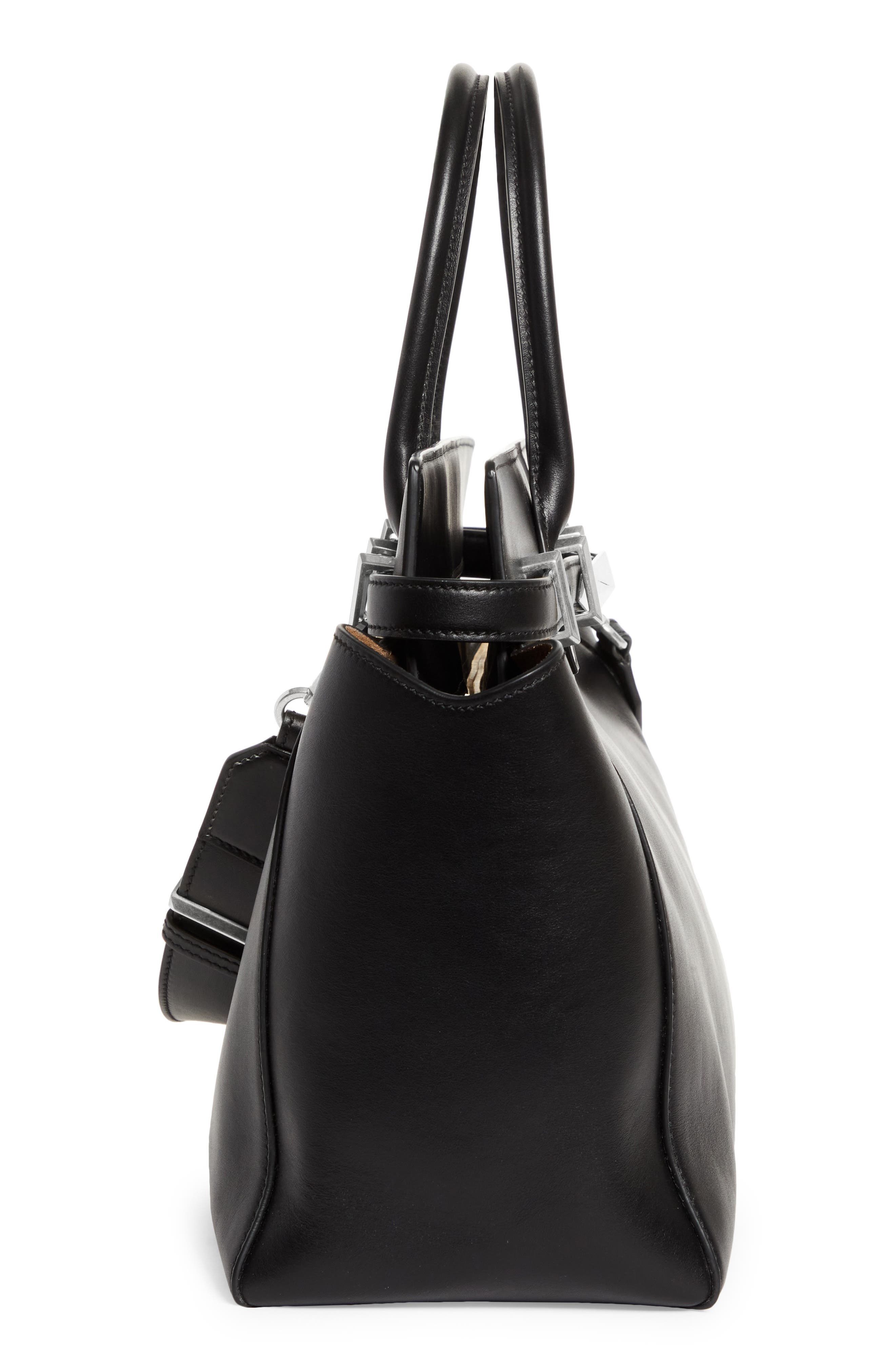 Jimmy Choo Medium Diamond Leather Belted Tote in Black/Antique Silver at Nordstrom - 6