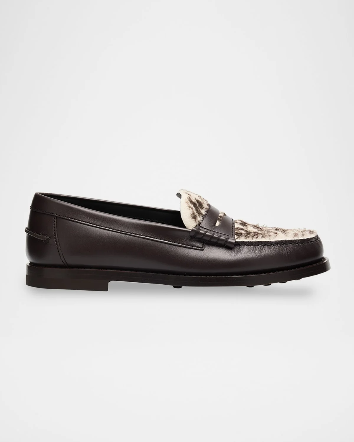 Leather and Pony Hair Penny Loafers - 1