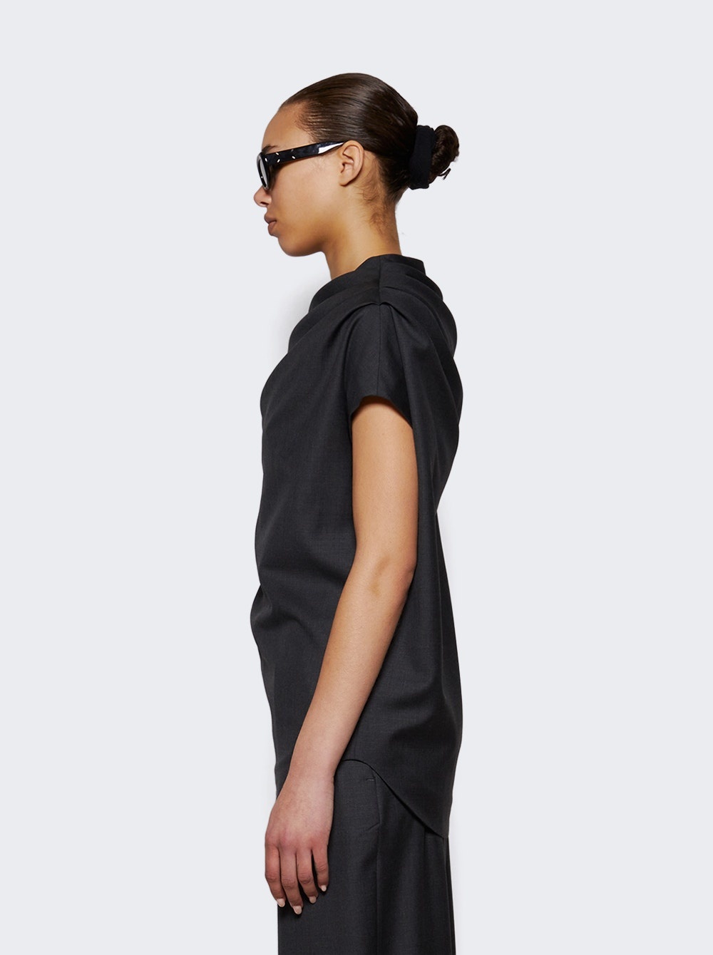 Lyra Draped Sleeveless Blouse Black Melange - 4