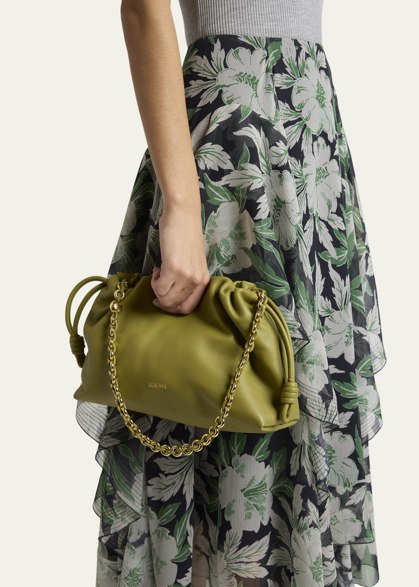 Flamenco Small Crossbody Bag in Napa Leather with Detachable Chain - 2