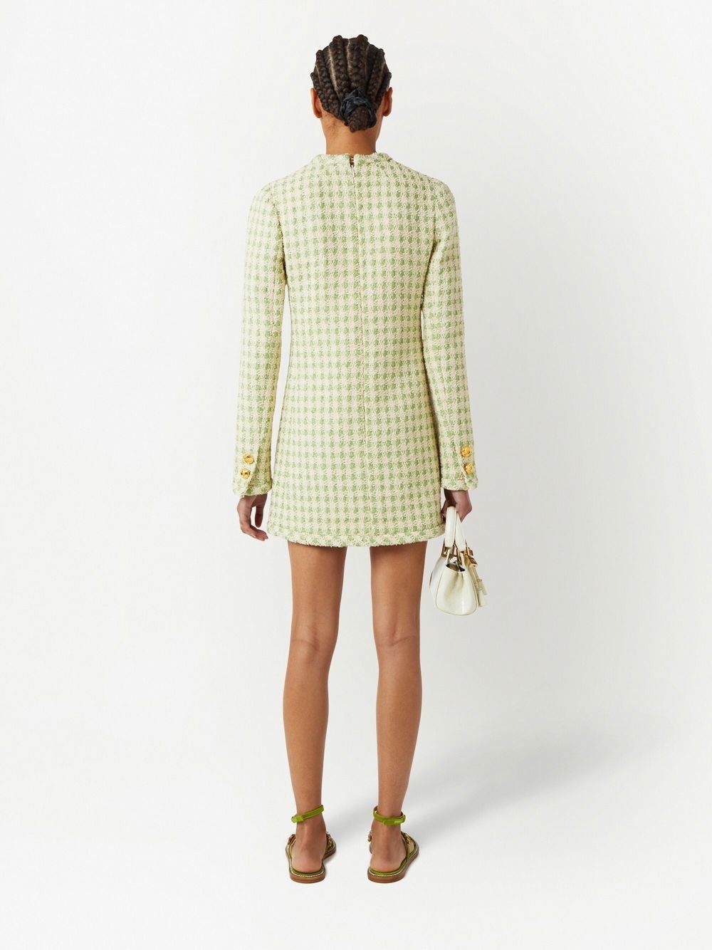 check-print tweed blazer dress - 4