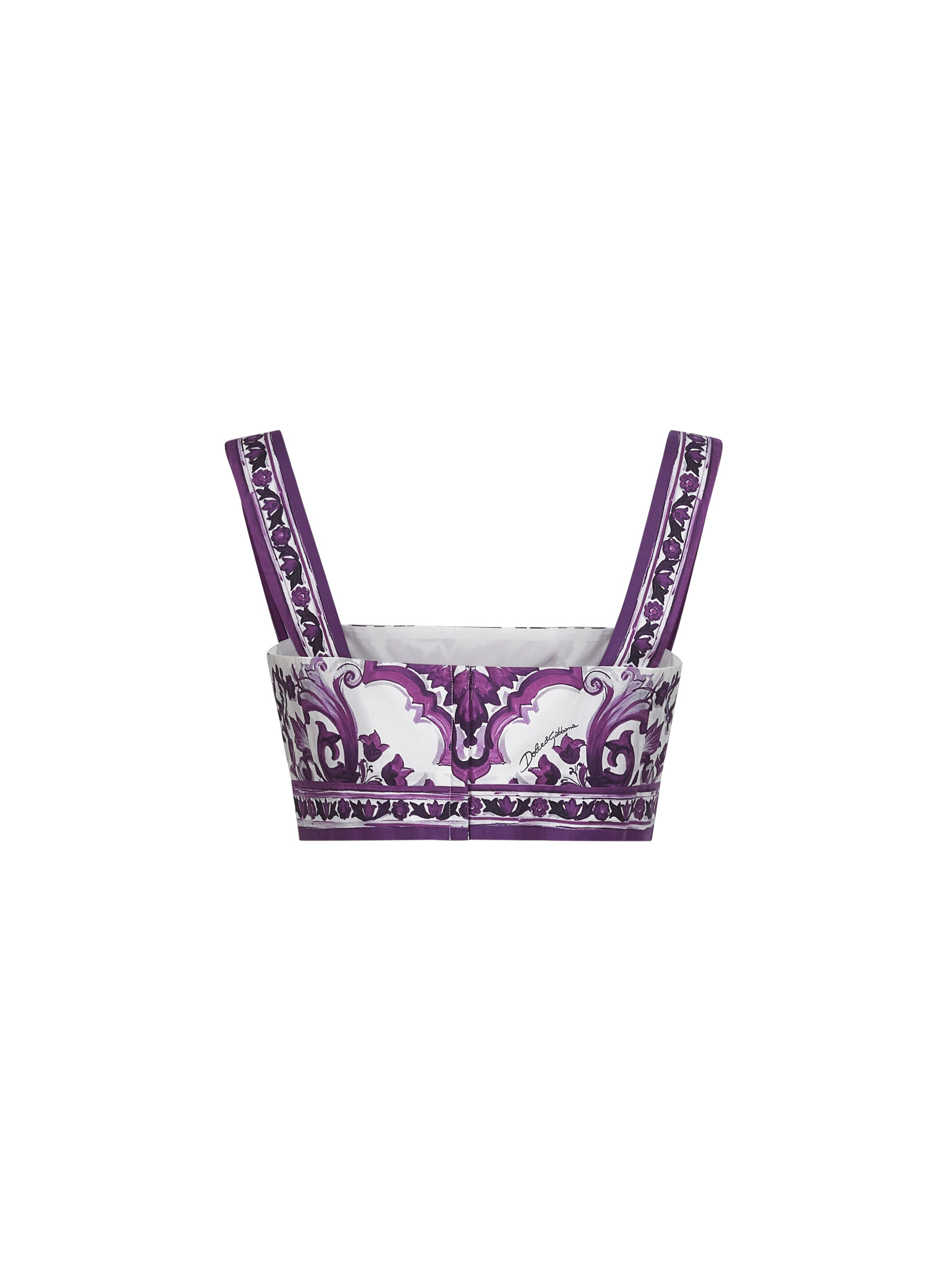 Dolce & Gabbana Women Maiolica Print Poplin Bralette Top - 2