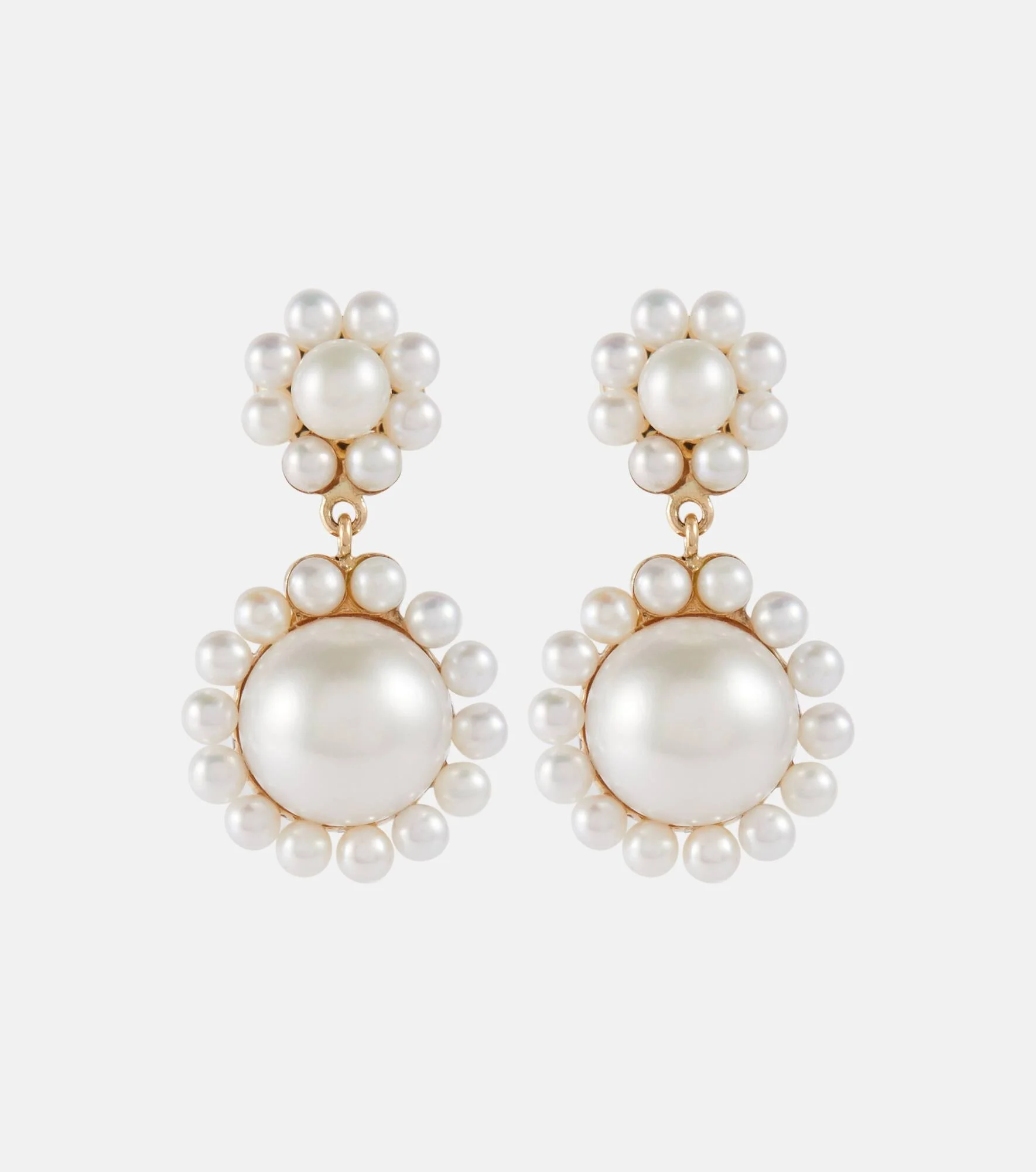 Deux Jeanne 14kt yellow gold single earring with pearls - 1