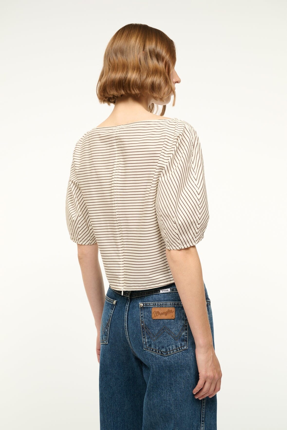 STAUD DIDI TOP IVORY DARK OAK MICRO STRIPE - 5